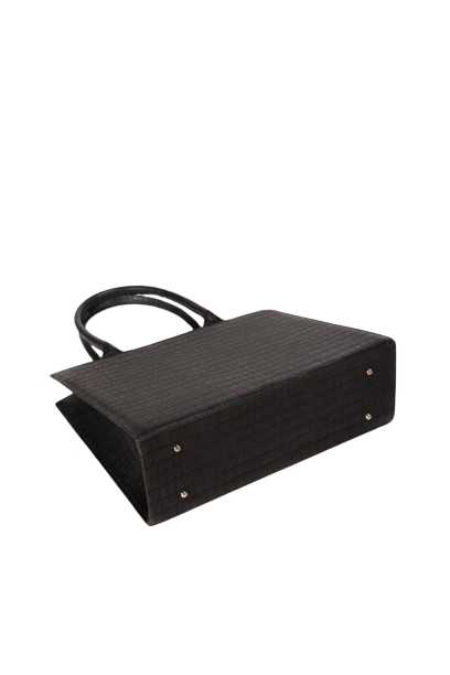Classic Black Croc-Embossed Tote Bag – Sophisticated Structured Handbag
