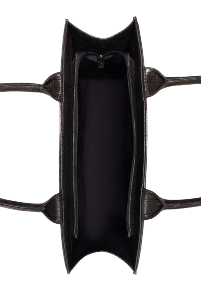 Classic Black Croc-Embossed Tote Bag – Sophisticated Structured Handbag