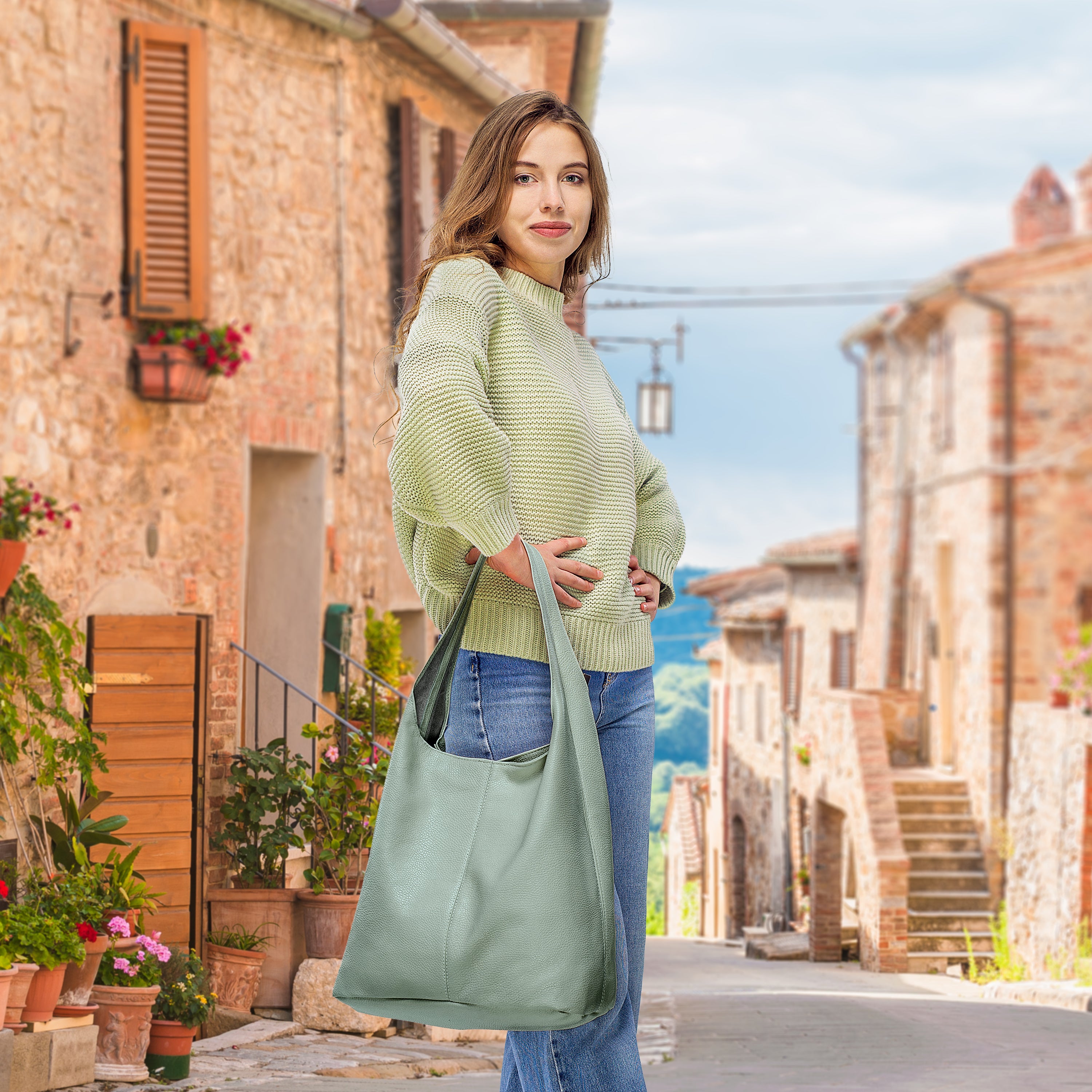 Calf Leather Hobo Bag 011943