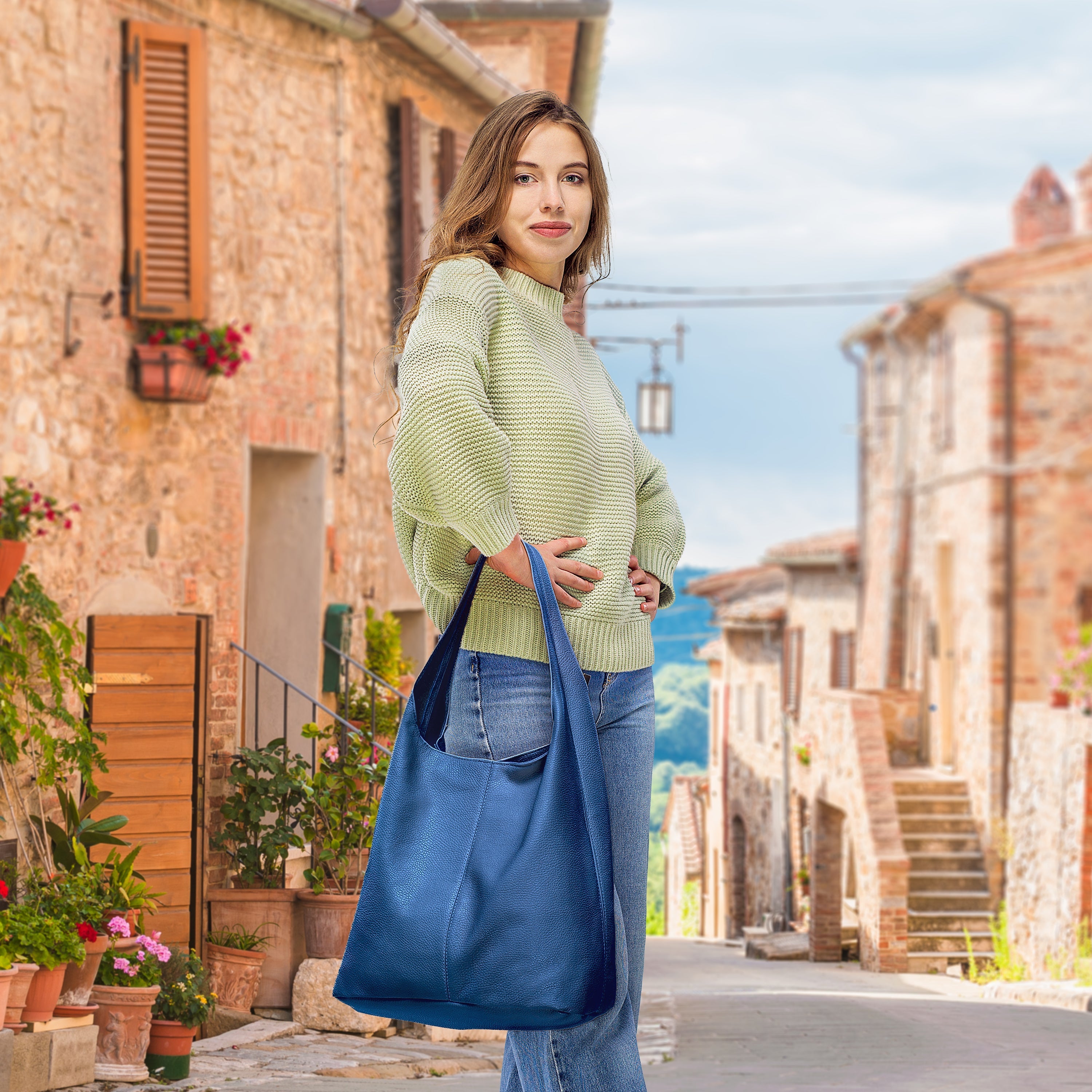 Calf Leather Hobo Bag 011943