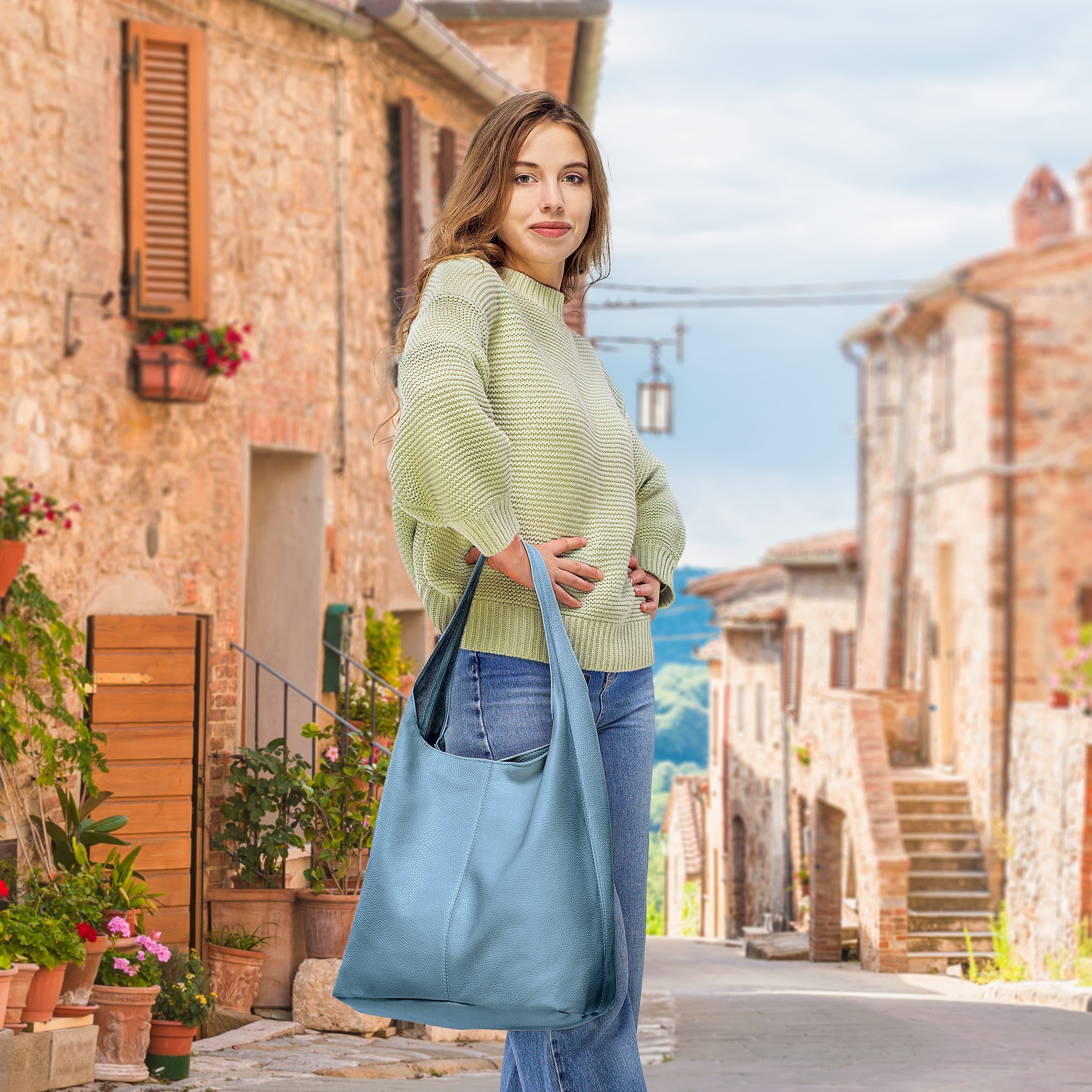 Calf Leather Hobo Bag 011943