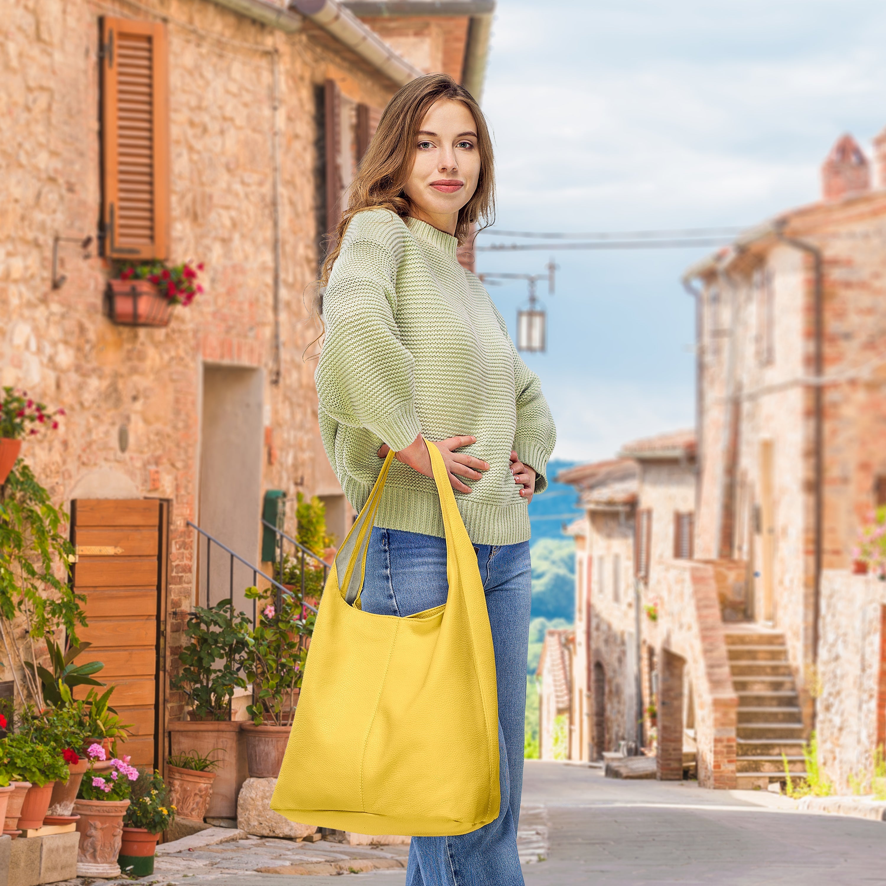 Calf Leather Hobo Bag 011943