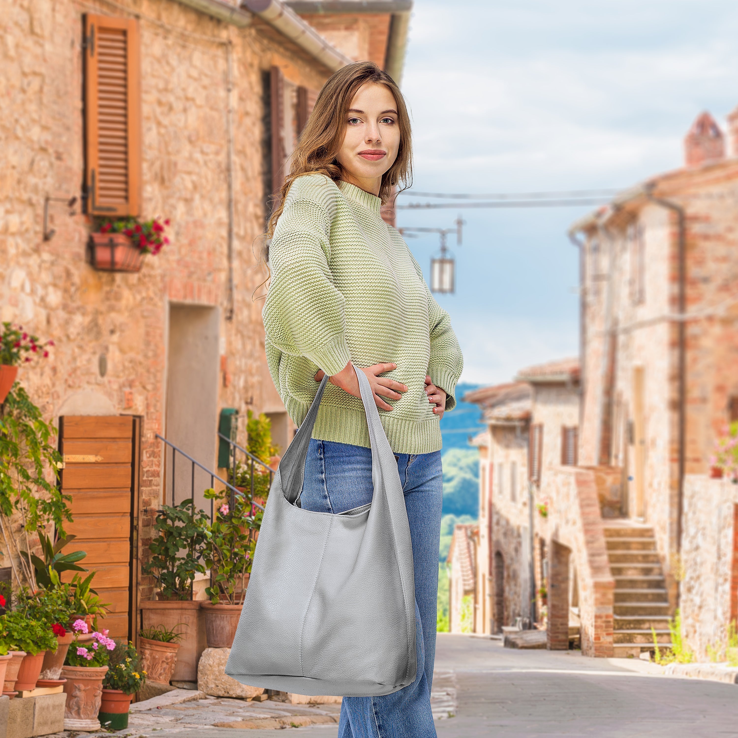 Calf Leather Hobo Bag 011943