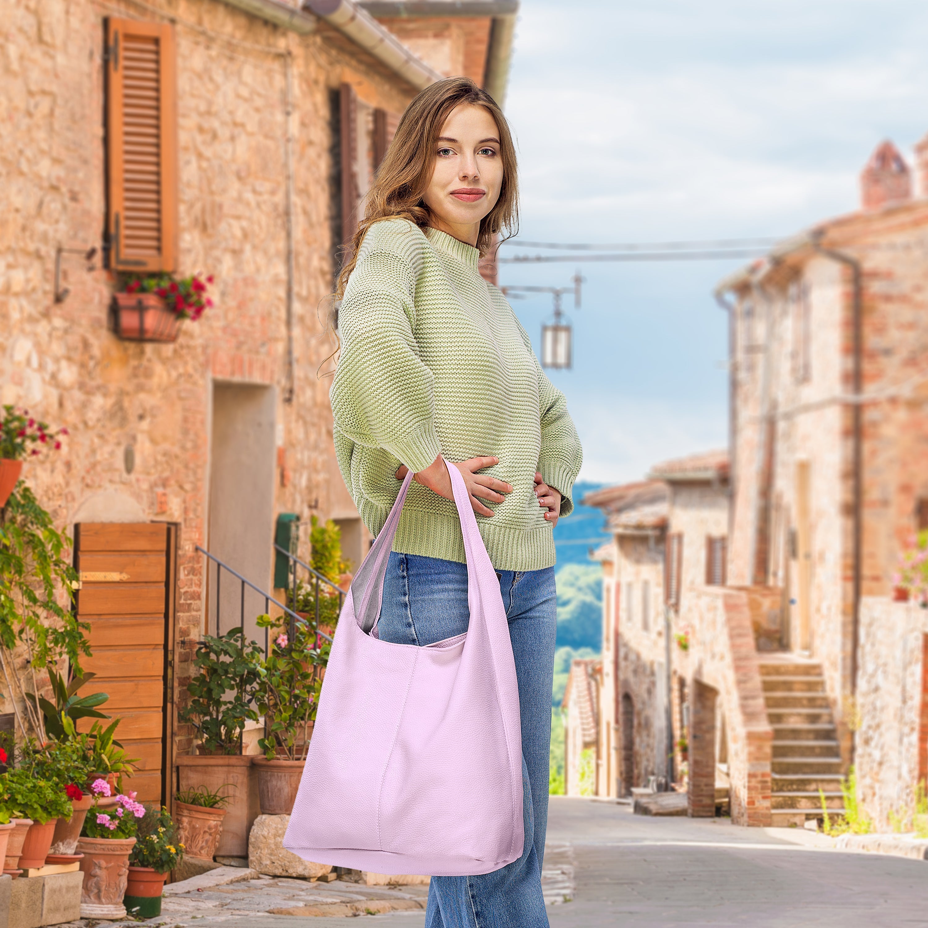 Calf Leather Hobo Bag 011943