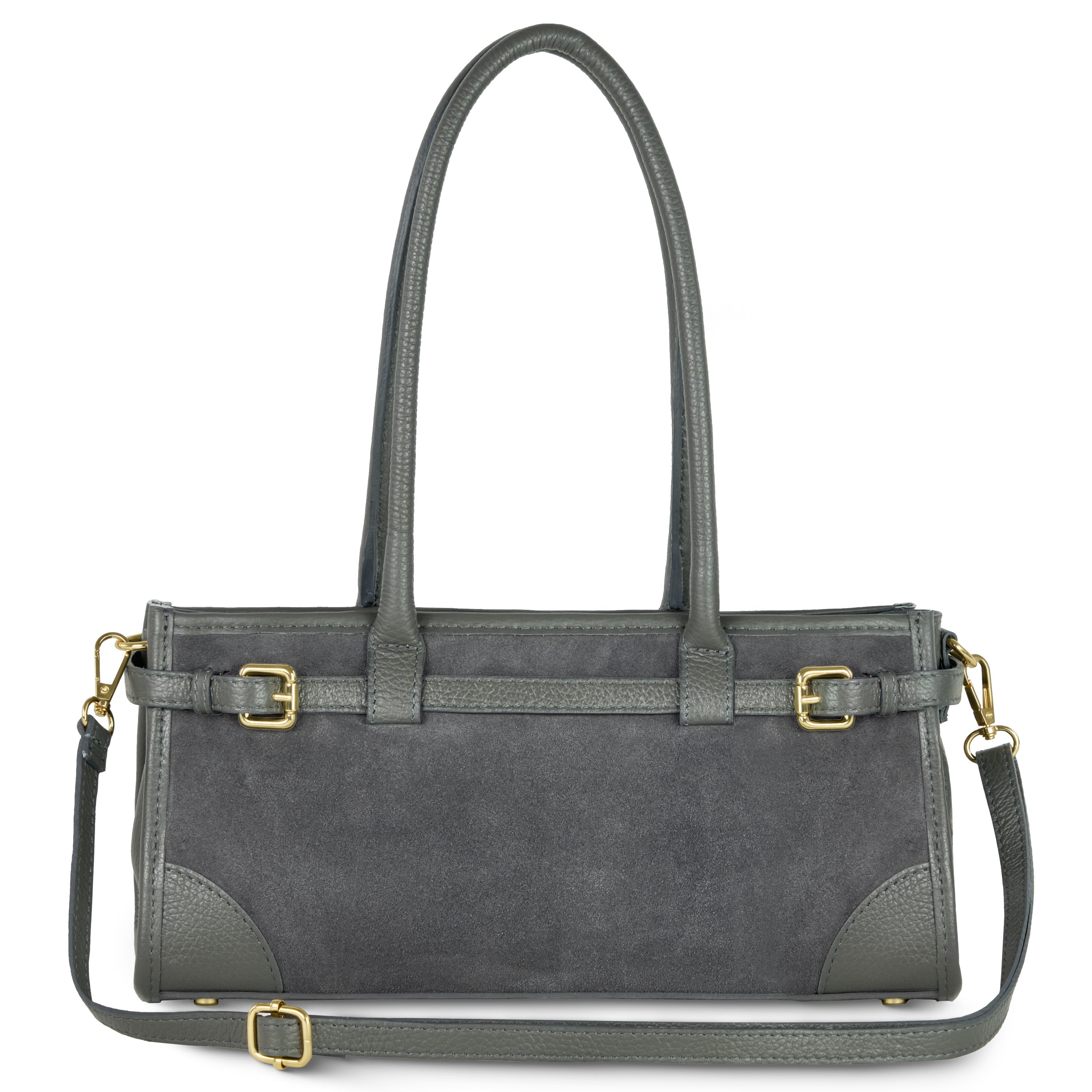 Calf & Suede Leather Top-Handle Bag 282615