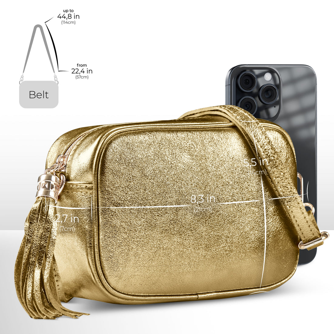 Metallic Suede Leather Crossbody Bag 231302