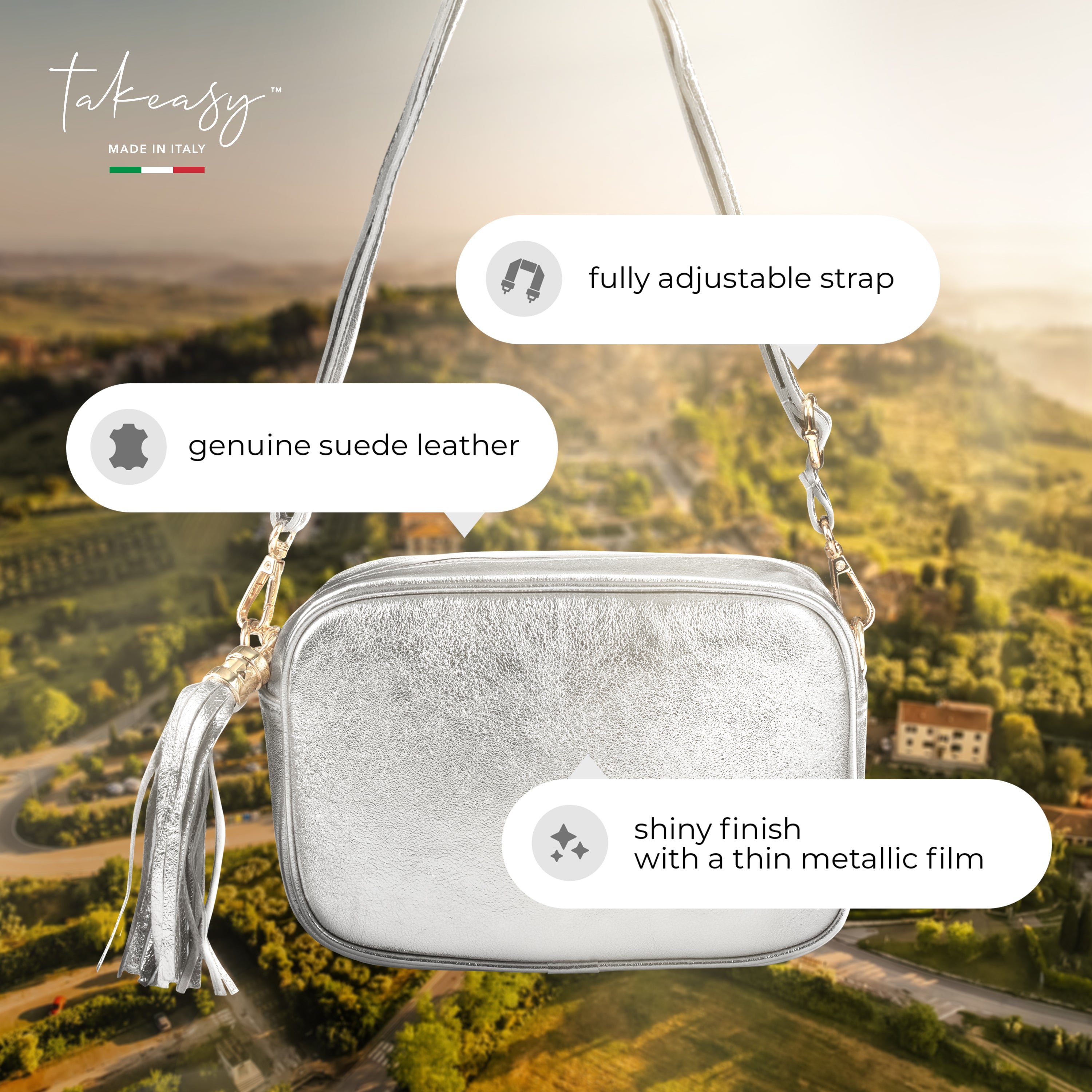 Metallic Suede Leather Crossbody Bag 231302