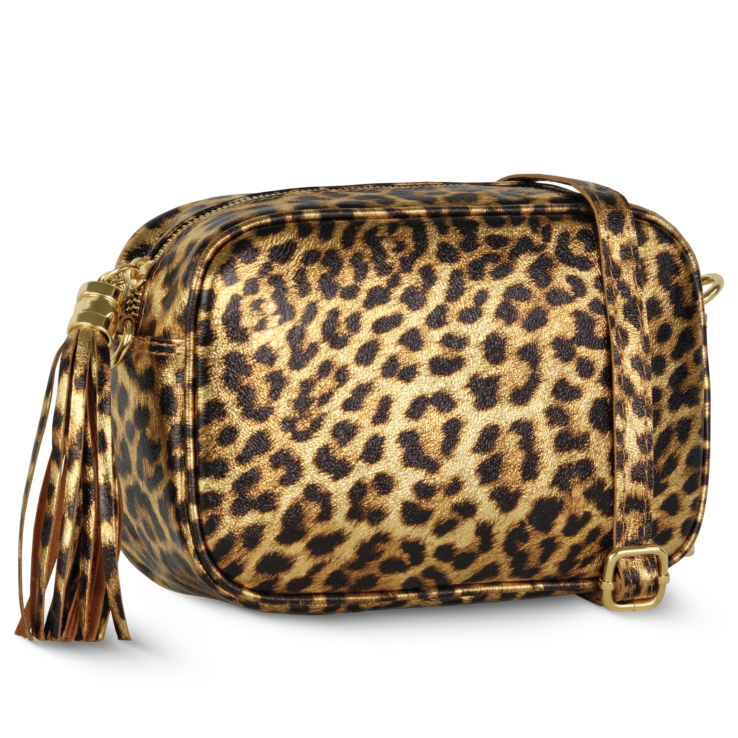 Leopard Metallic Suede Leather Crossbody Bag 231302