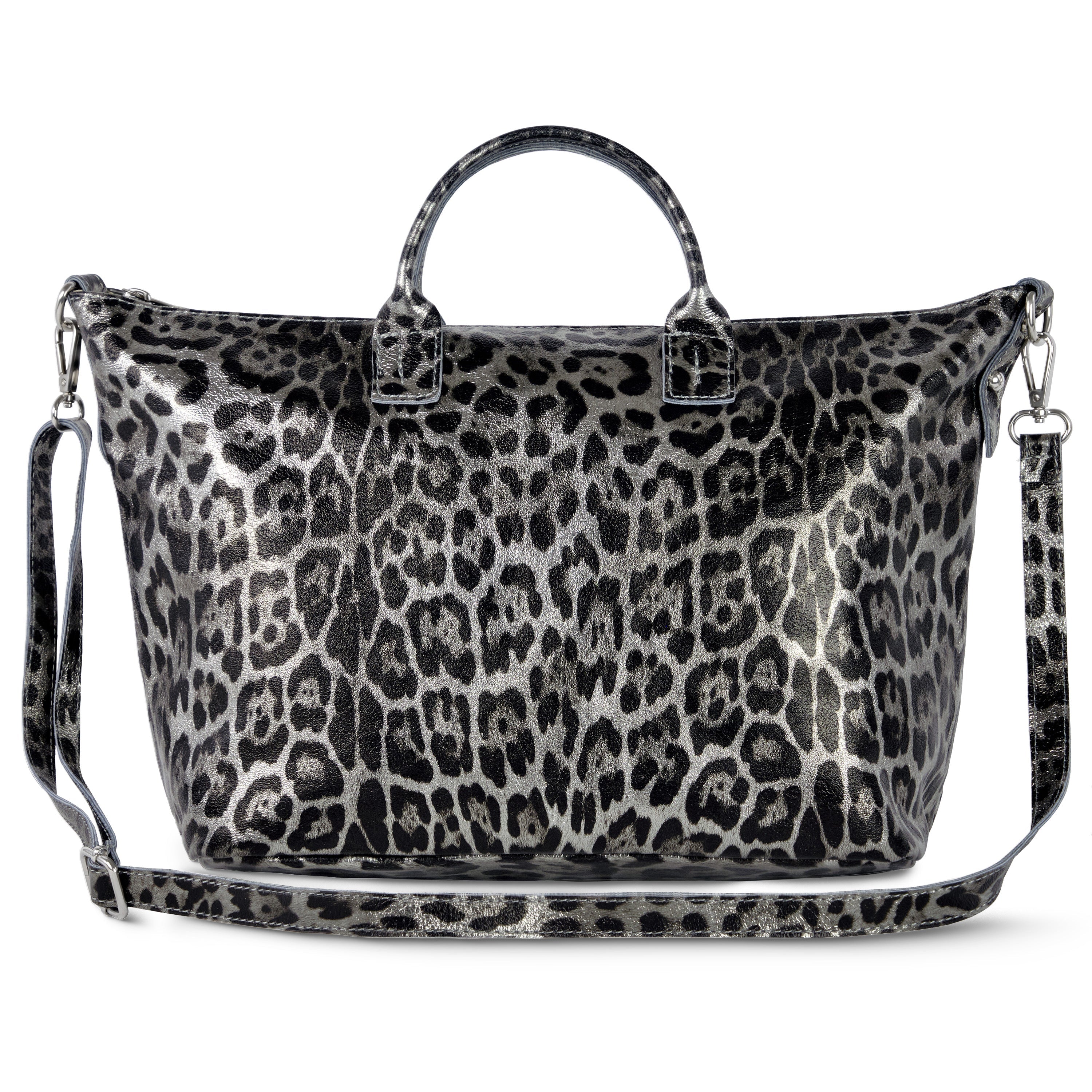 Leopard Metallic Suede Leather Top-Handle Bag 112334