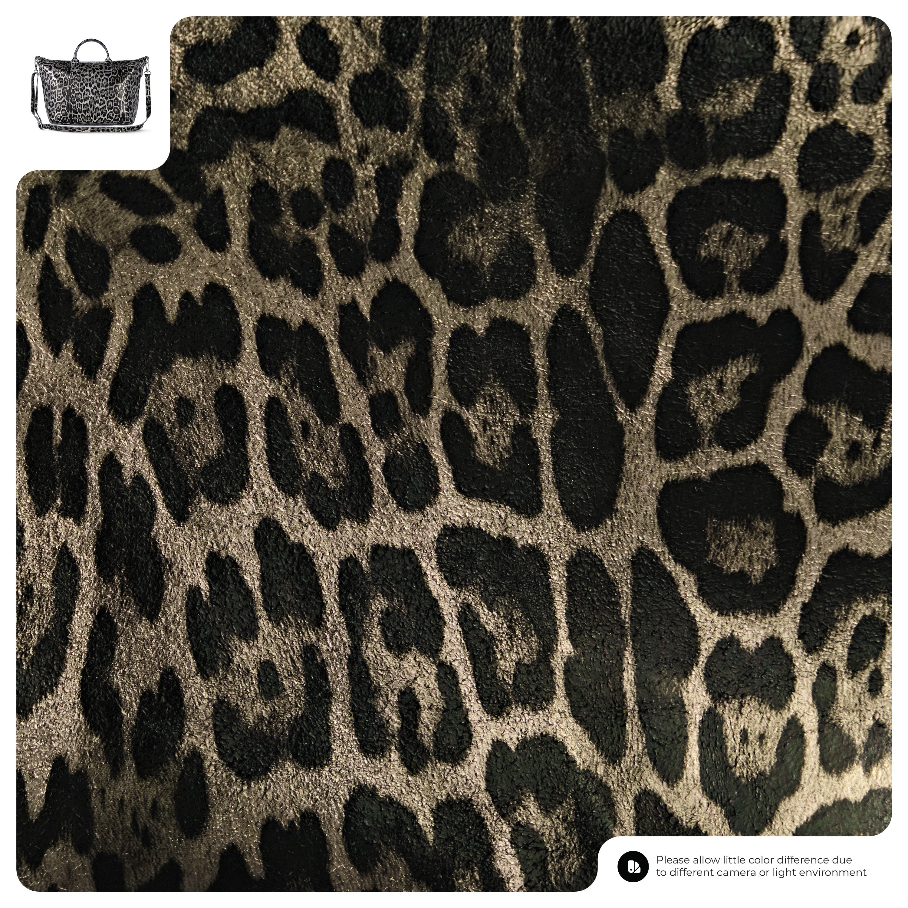 Leopard Metallic Suede Leather Top-Handle Bag 112334