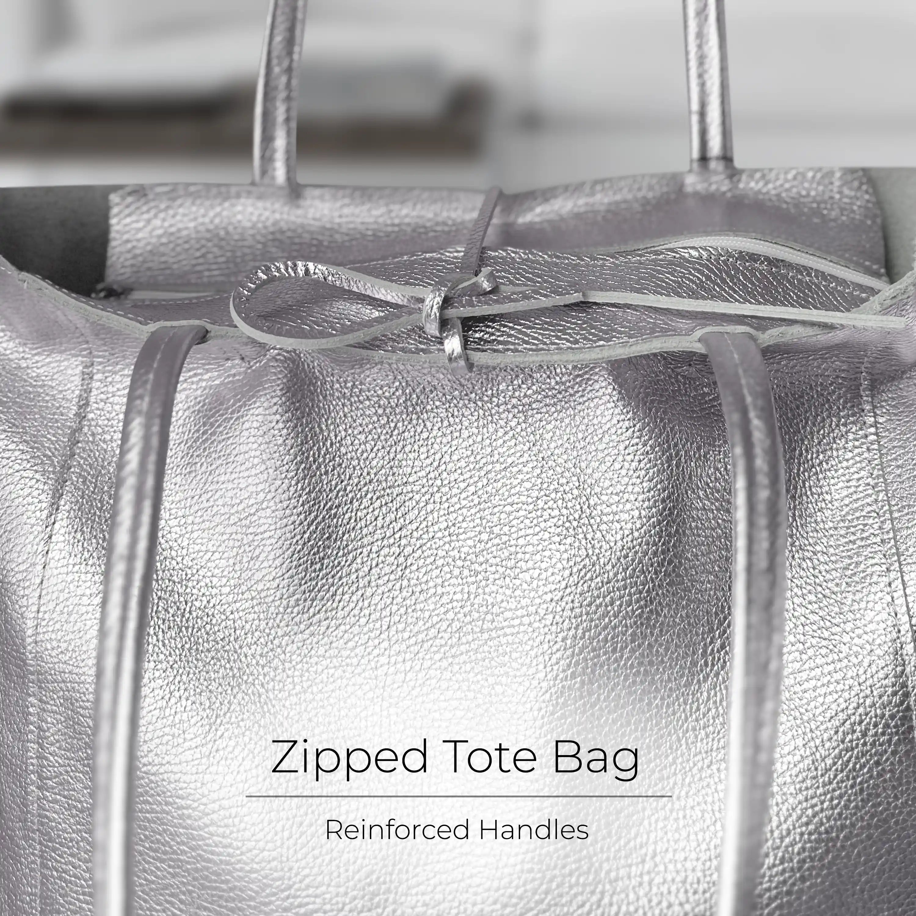 Metallic Calf Leather Tote Bag 201718