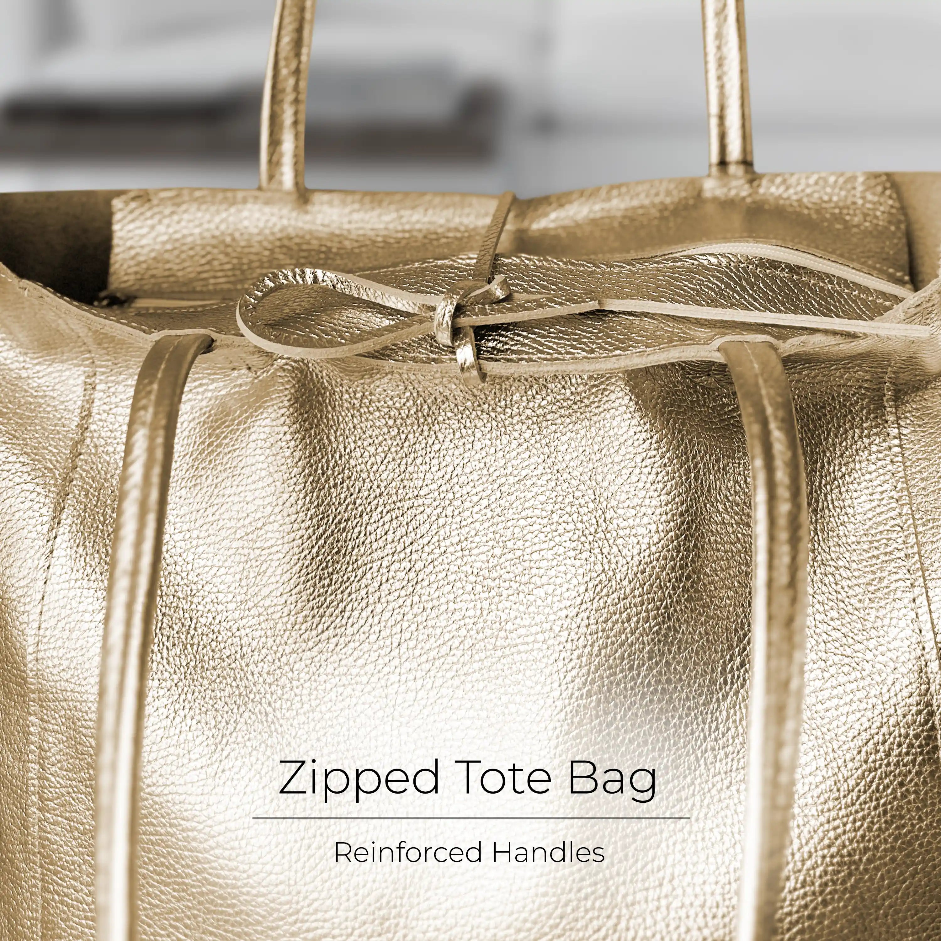 Metallic Calf Leather Tote Bag 201718