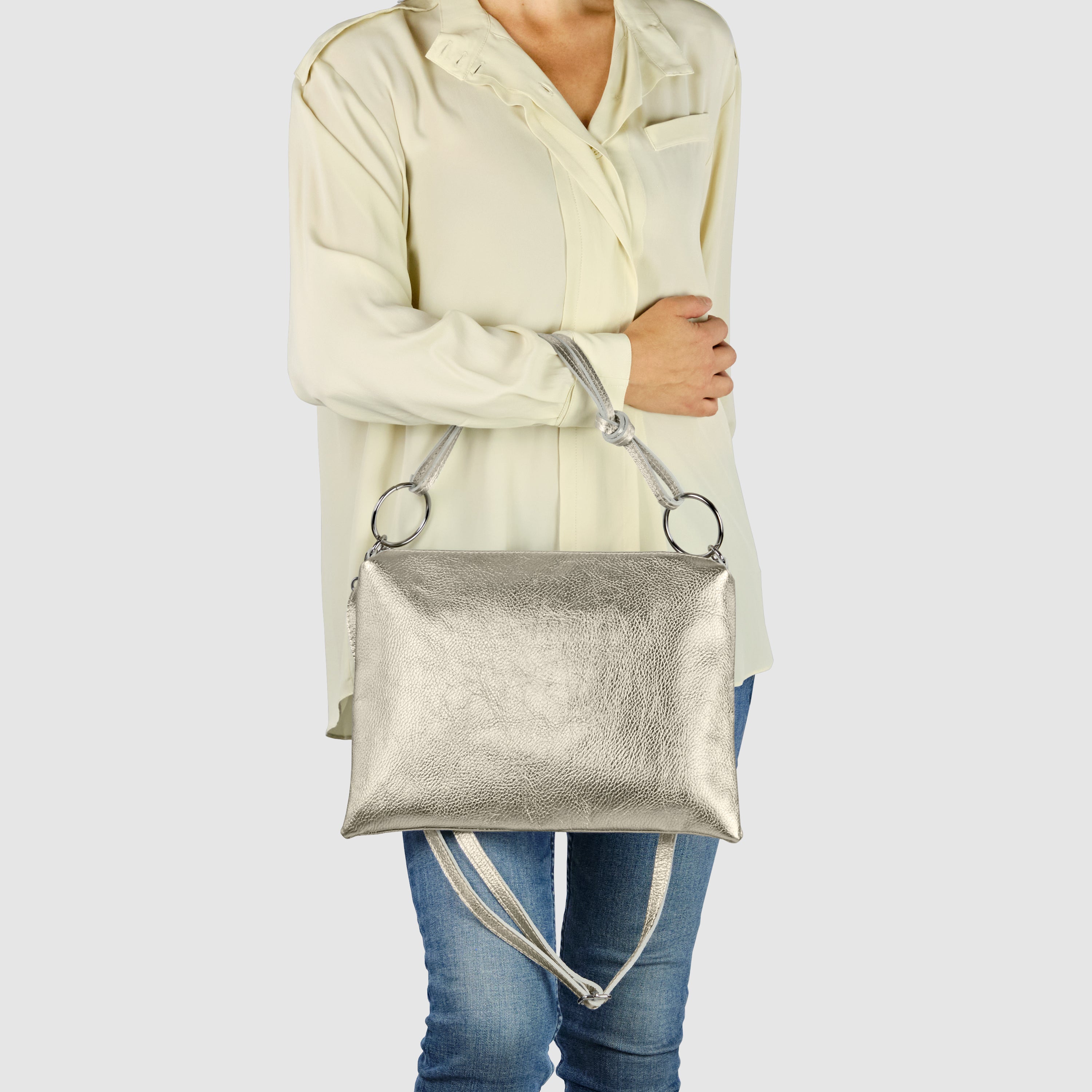 Metallic Calf Leather Shoulder Bag 171551