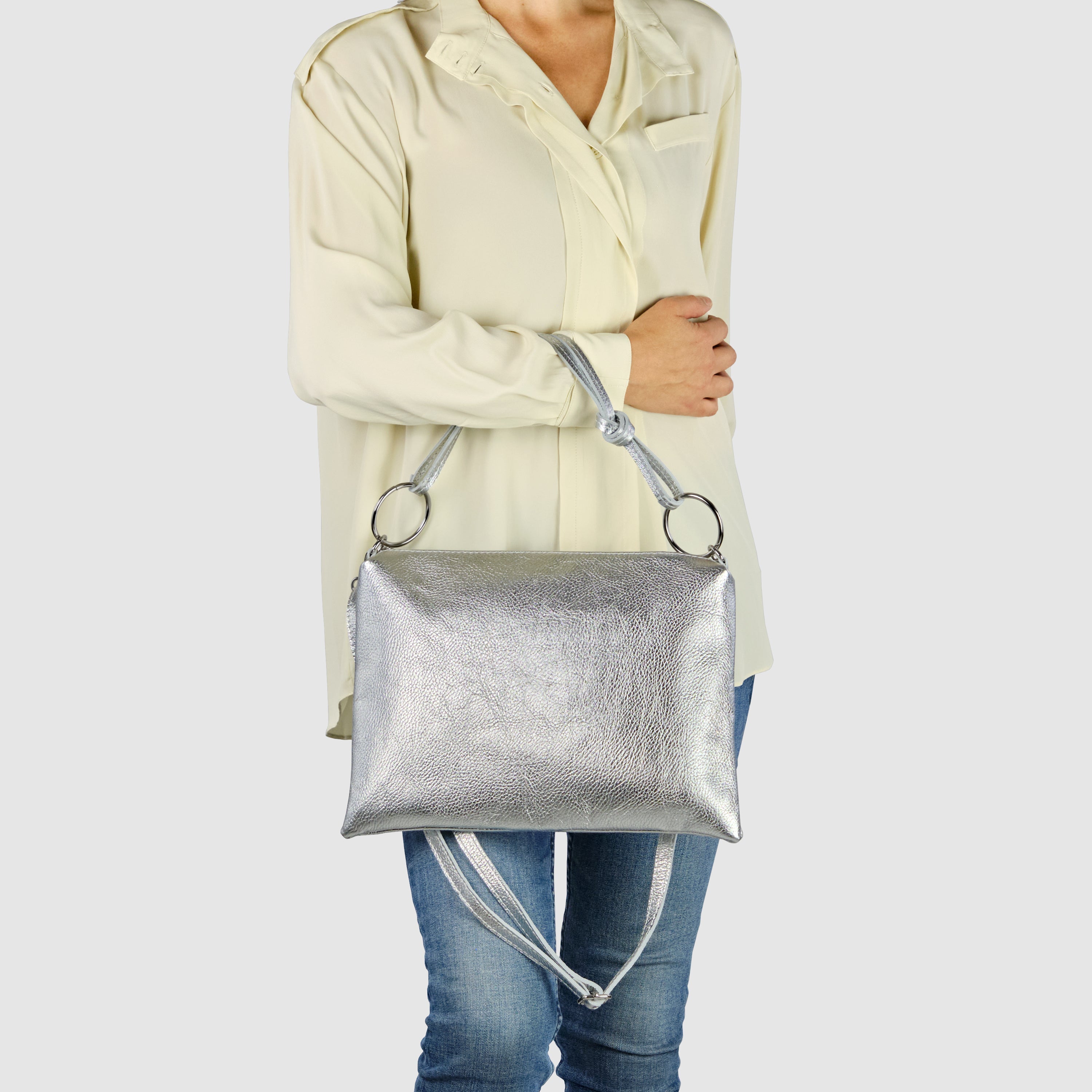 Metallic Calf Leather Shoulder Bag 171551