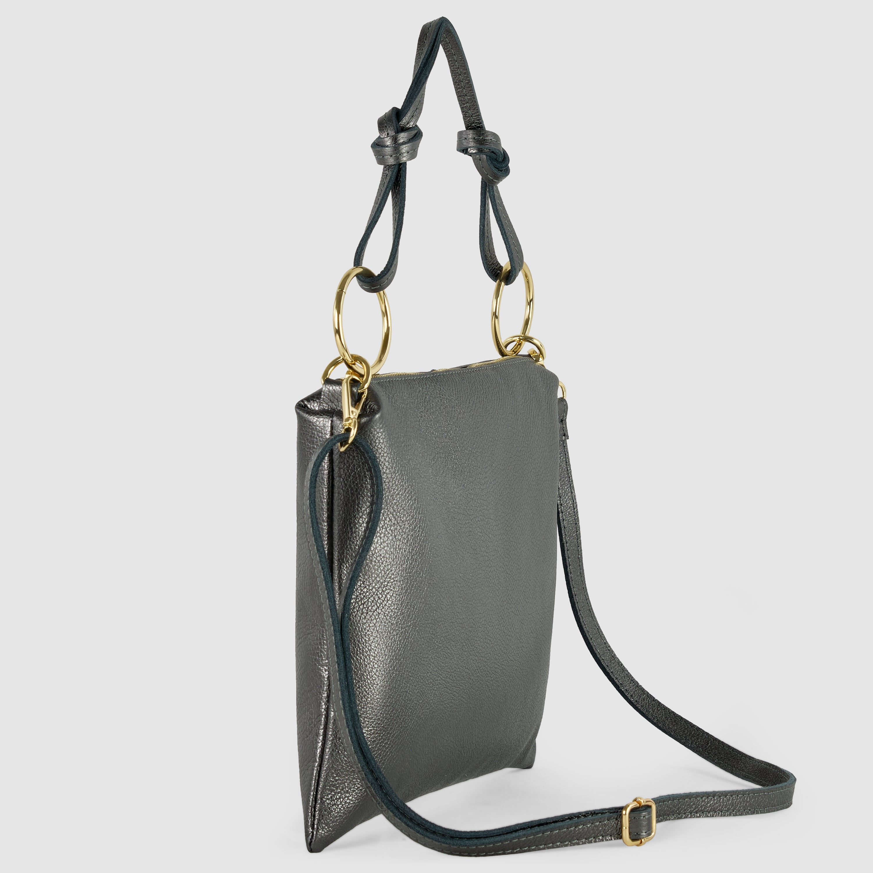 Metallic Calf Leather Shoulder Bag 171551