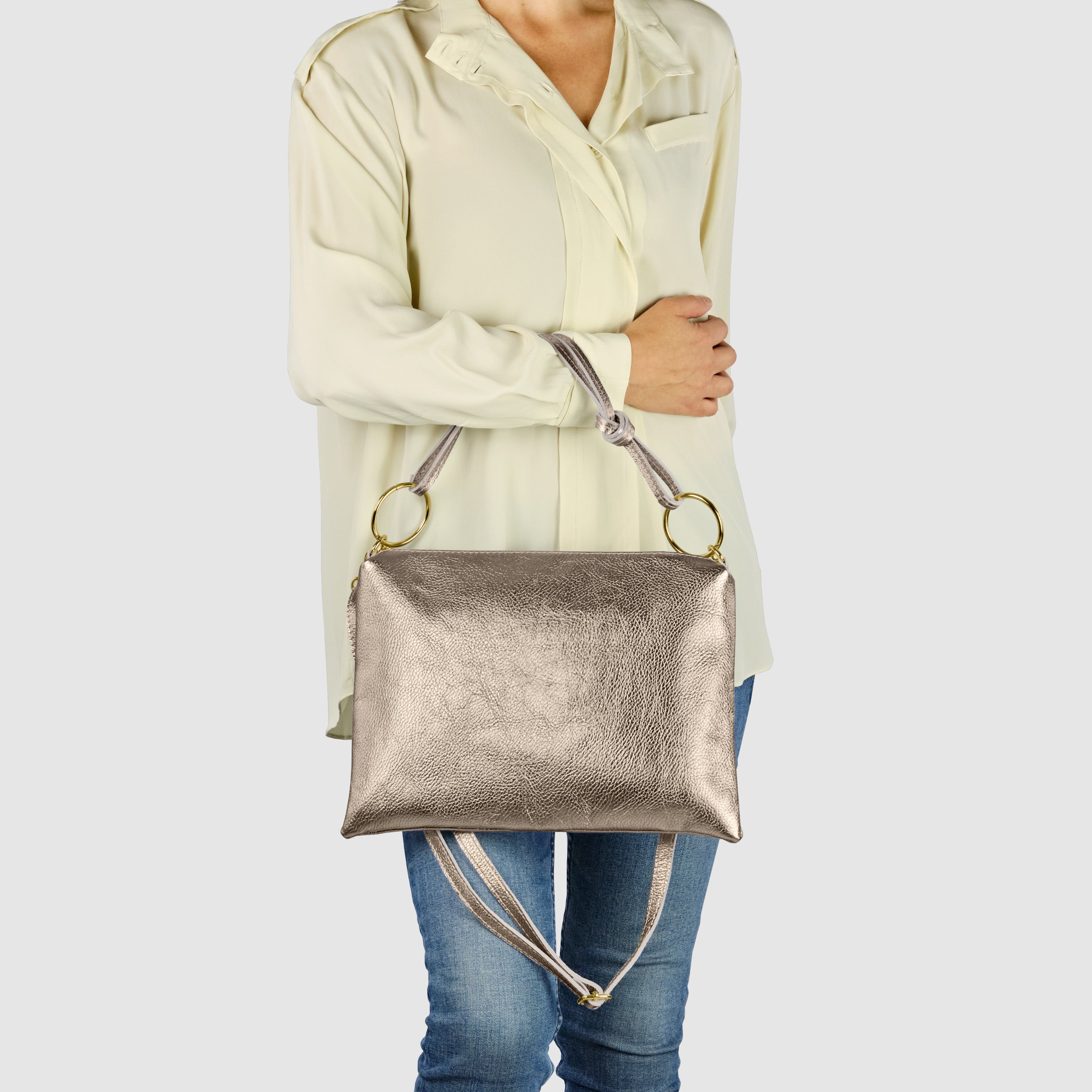 Metallic Calf Leather Shoulder Bag 171551