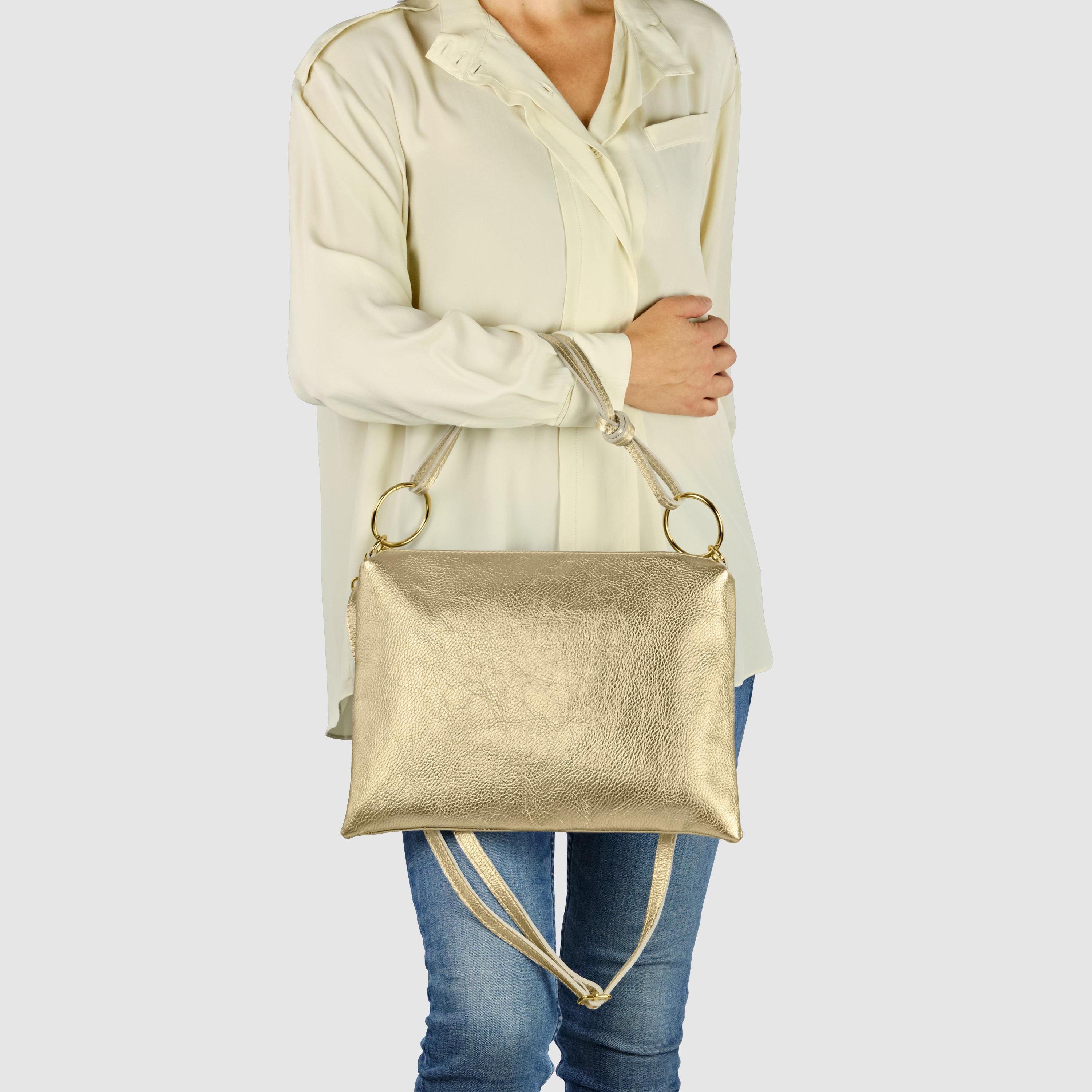 Metallic Calf Leather Shoulder Bag 171551