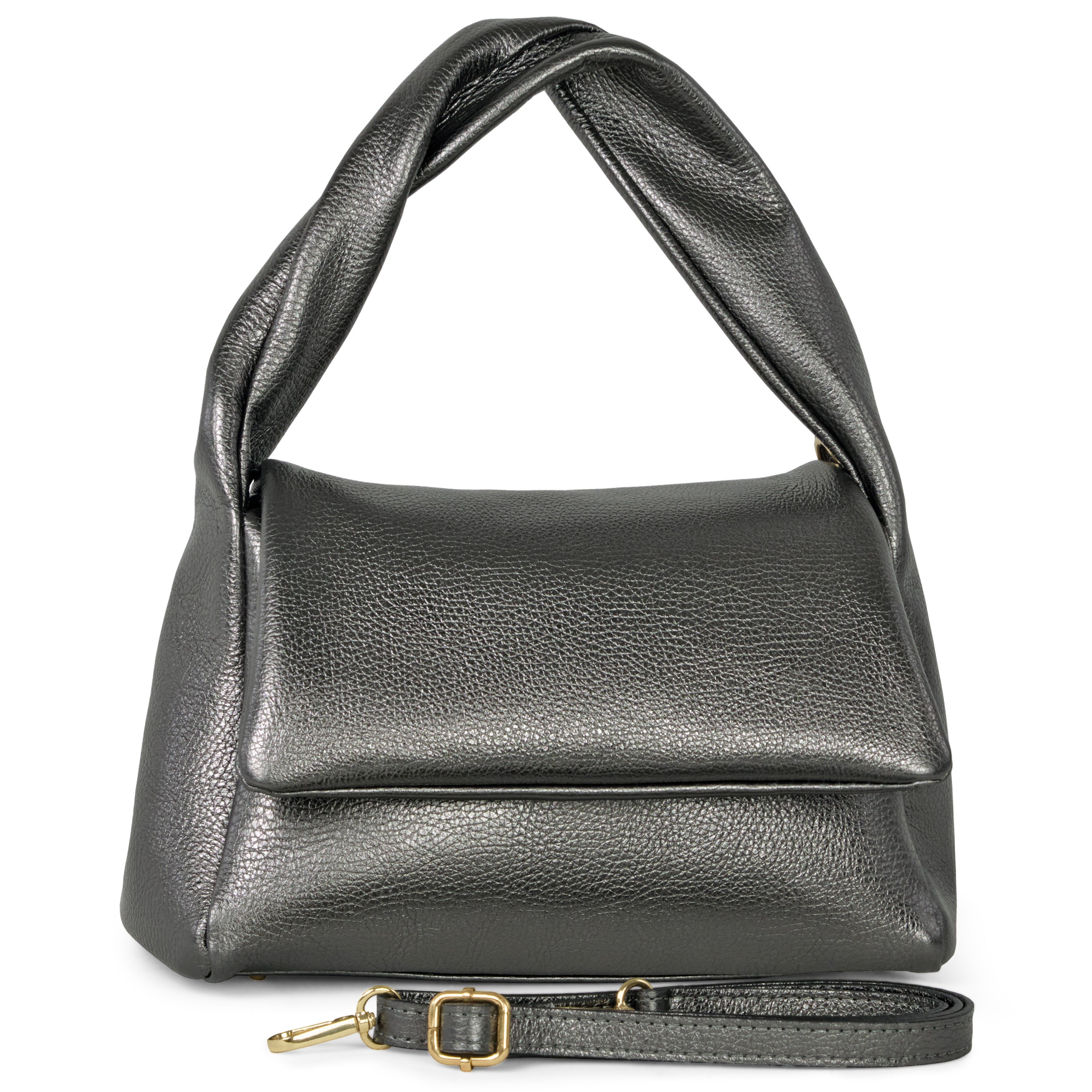 Metallic Calf Leather Top-Handle Bag 262495