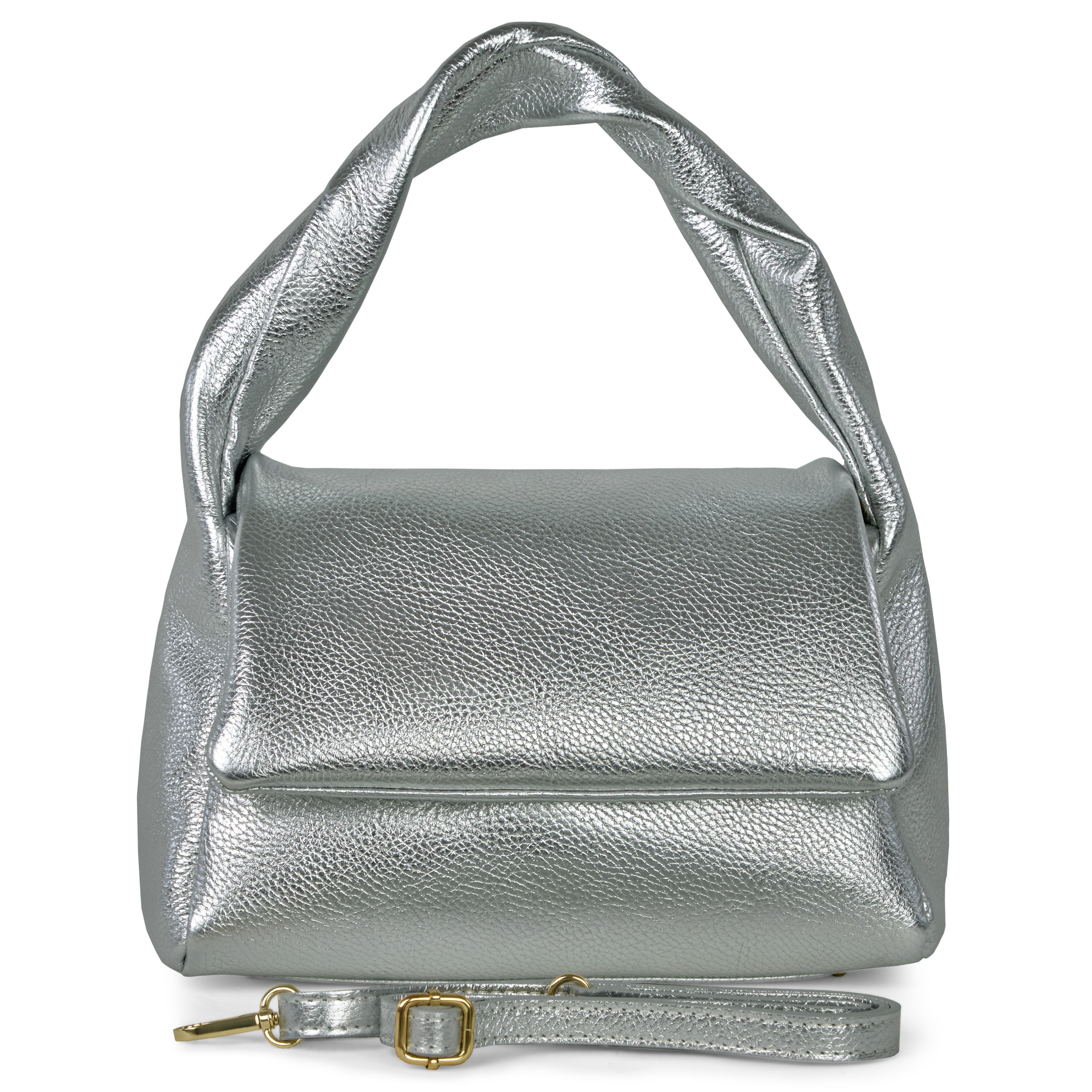Metallic Calf Leather Top-Handle Bag 262495