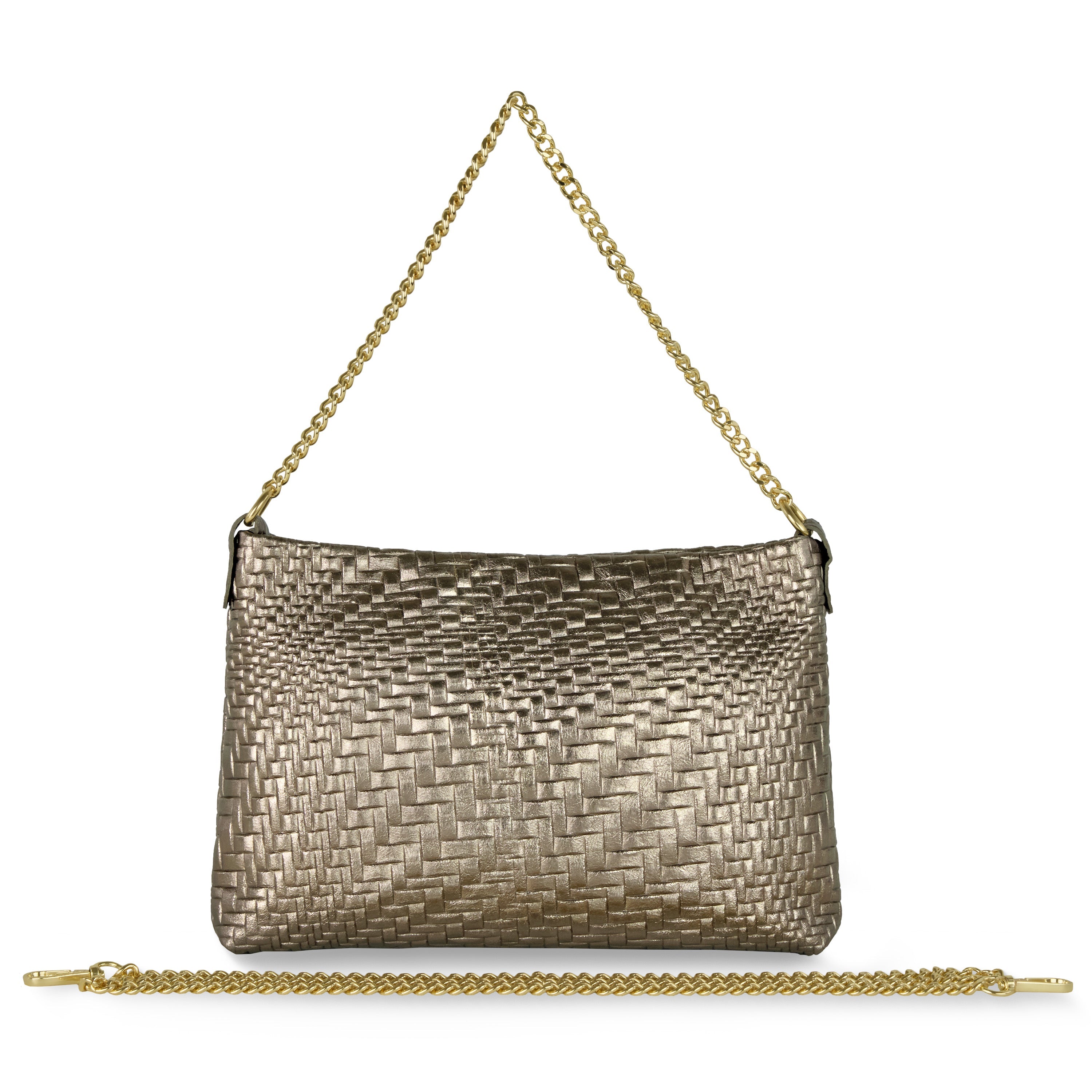 Grid Metallic Suede Leather Crossbody Bag 101315