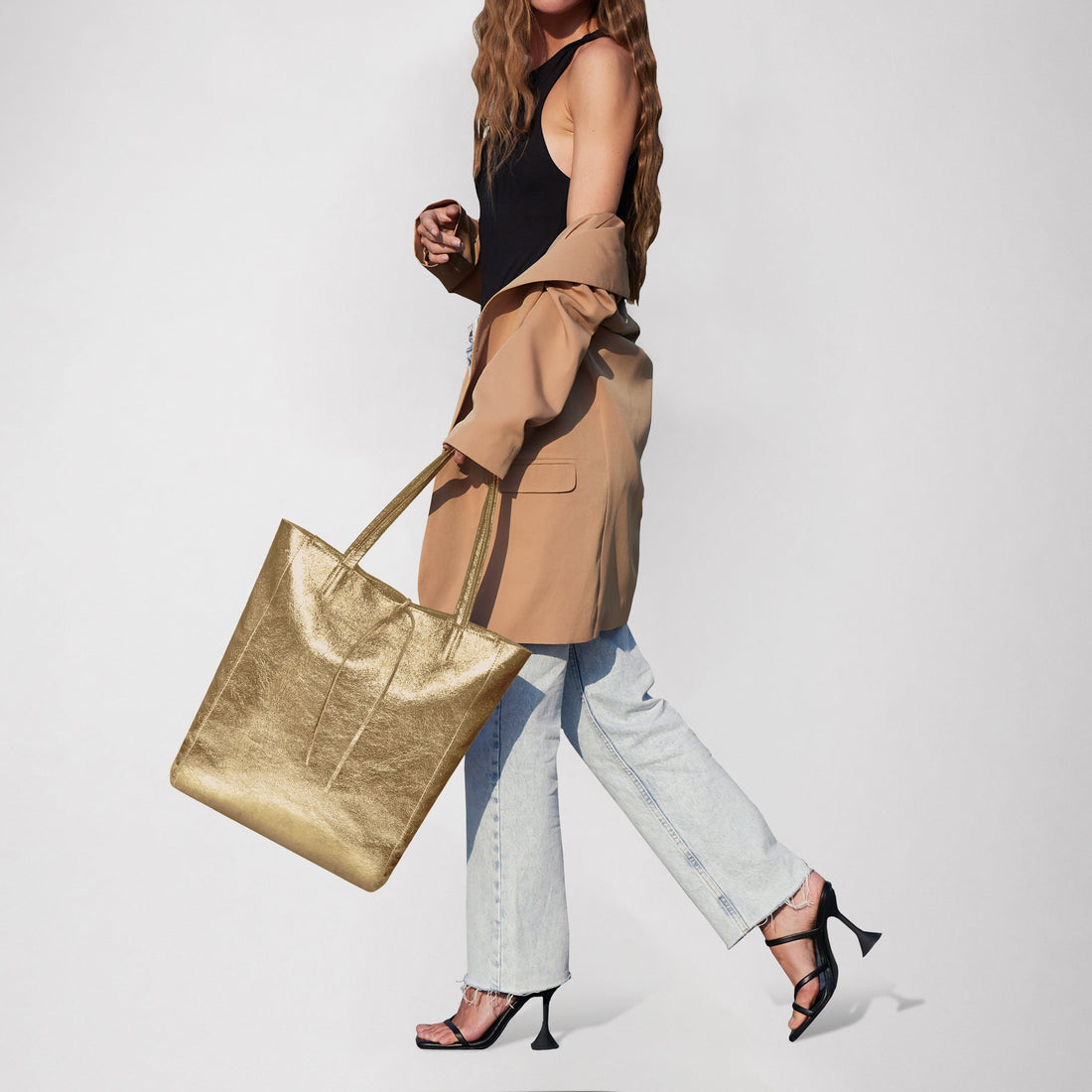 Metallic Suede Leather Tote Bag 201718