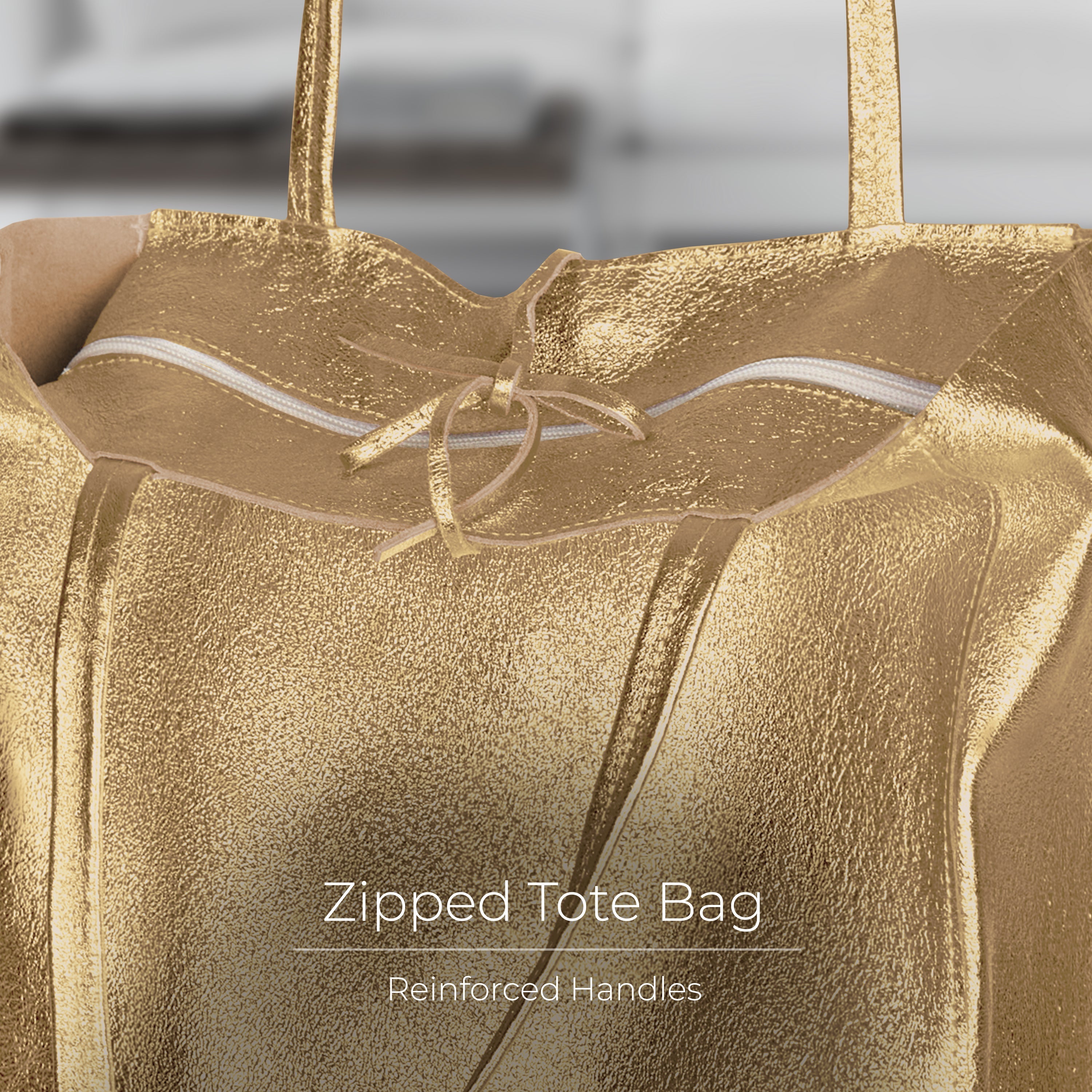 Metallic Suede Leather Tote Bag 201718