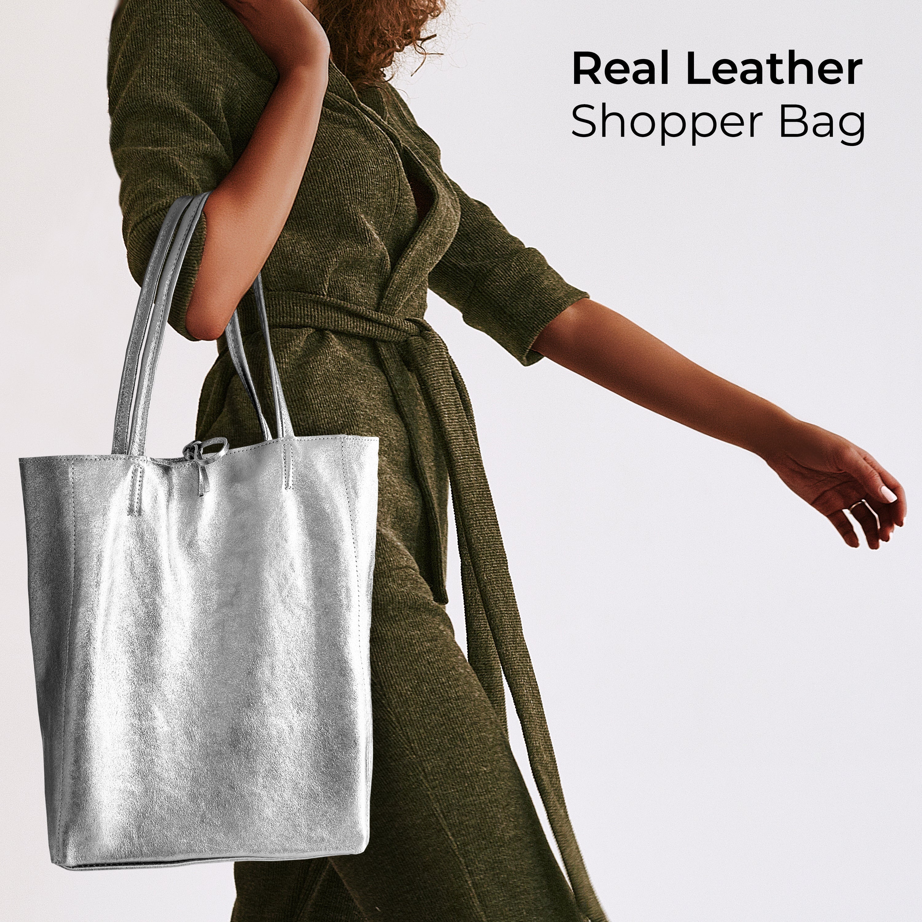 Metallic Suede Leather Tote Bag 201718