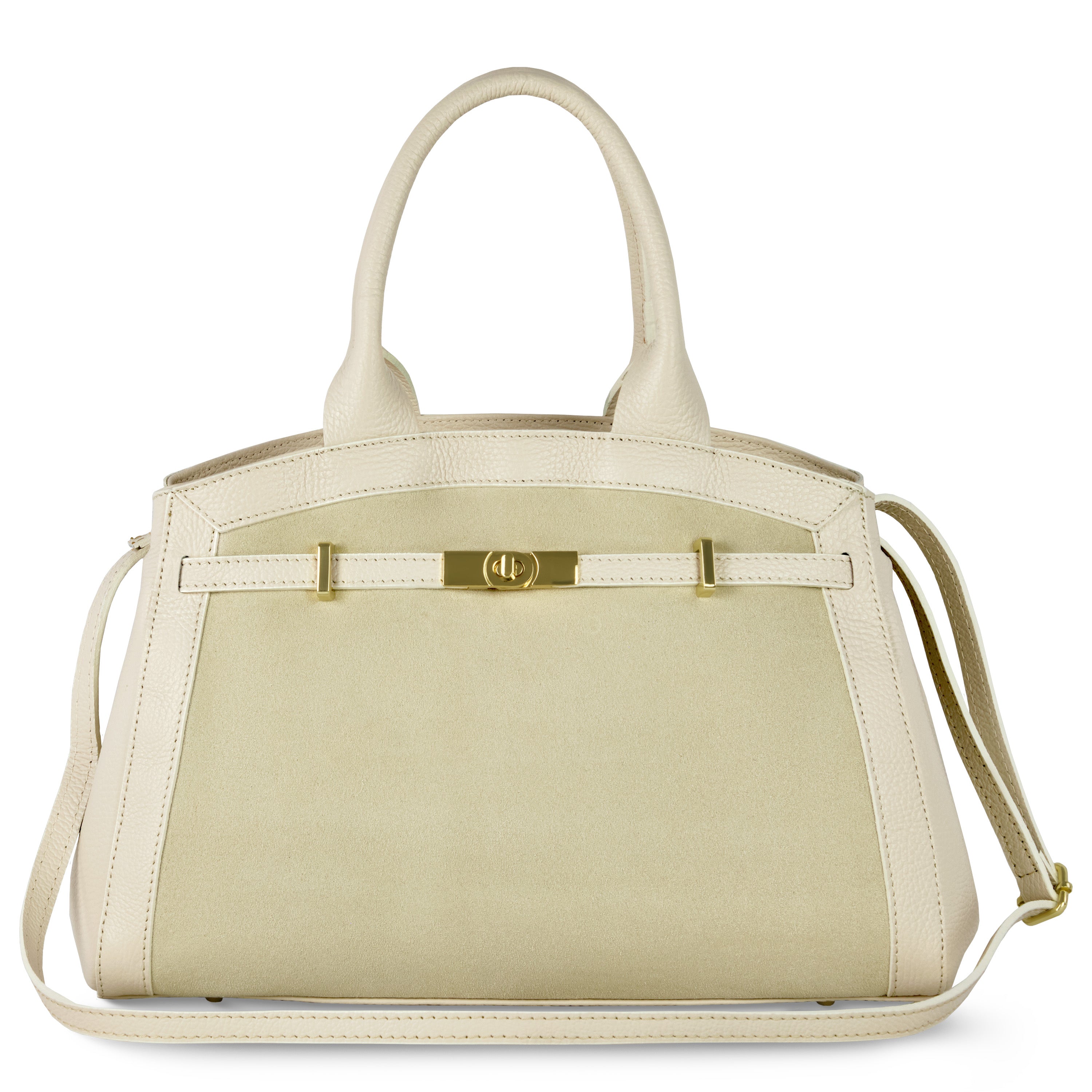 Calf & Suede Leather Top-Handle Bag 333155