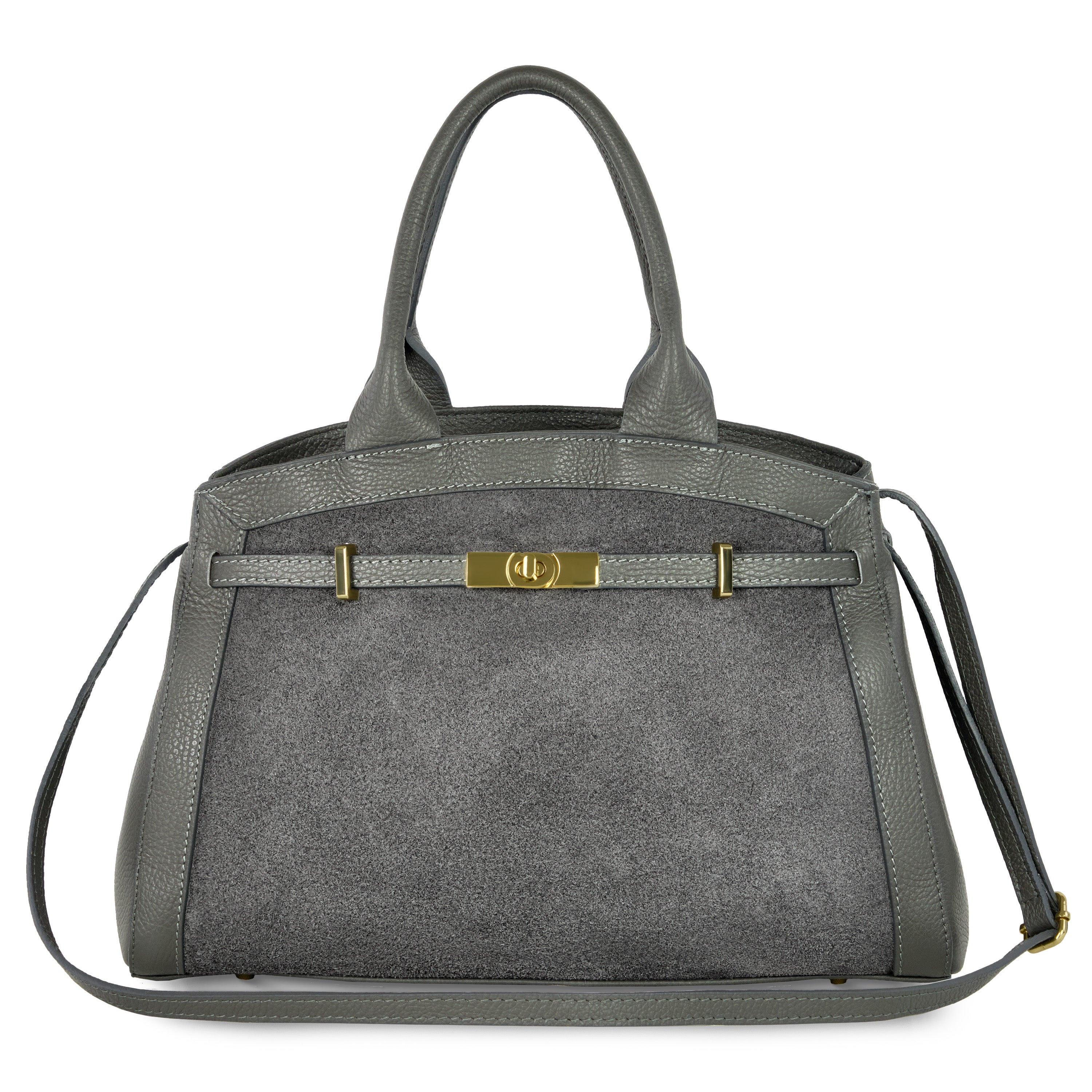 Calf & Suede Leather Top-Handle Bag 333155