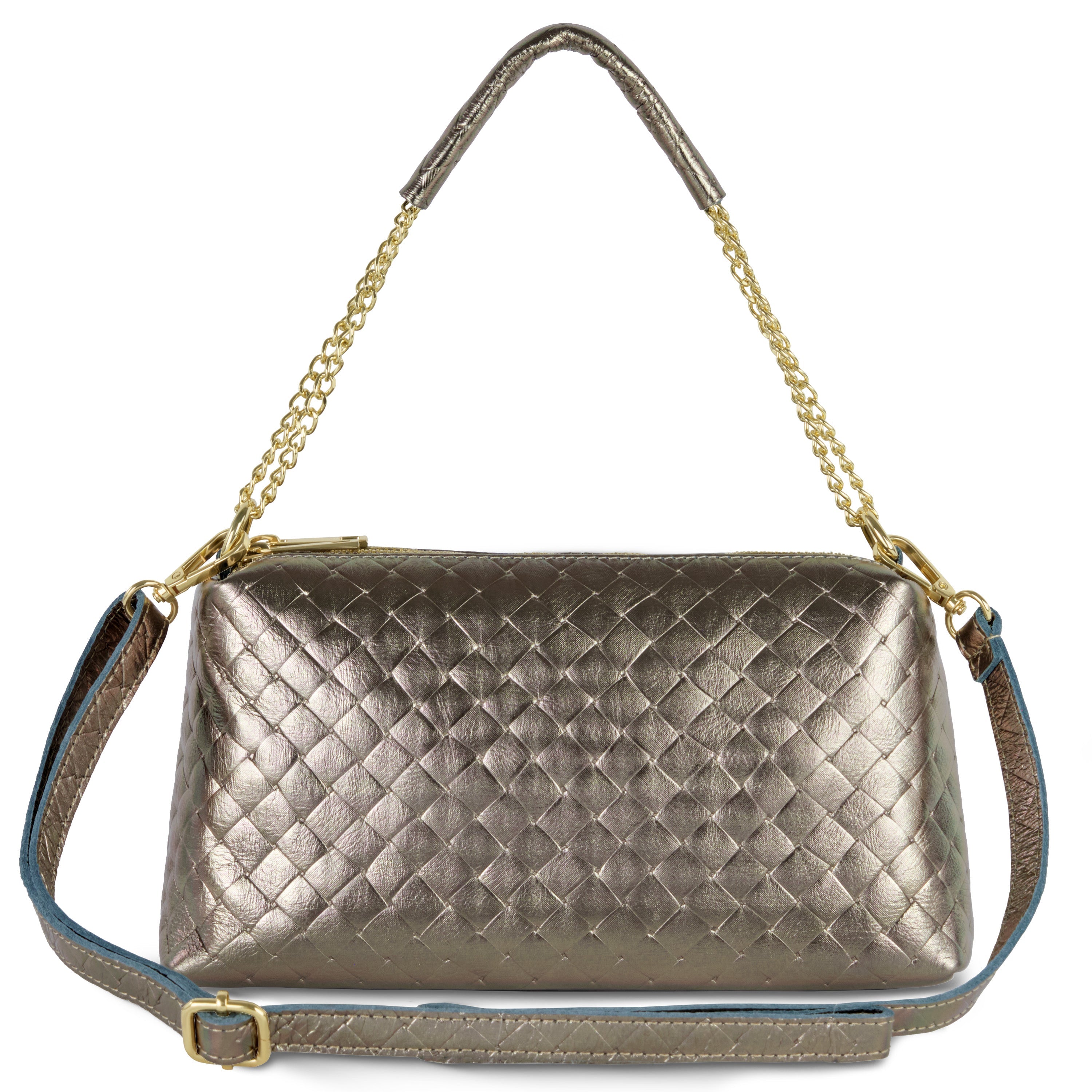 Weave Metallic Suede Leather Shoulder Bag 171522
