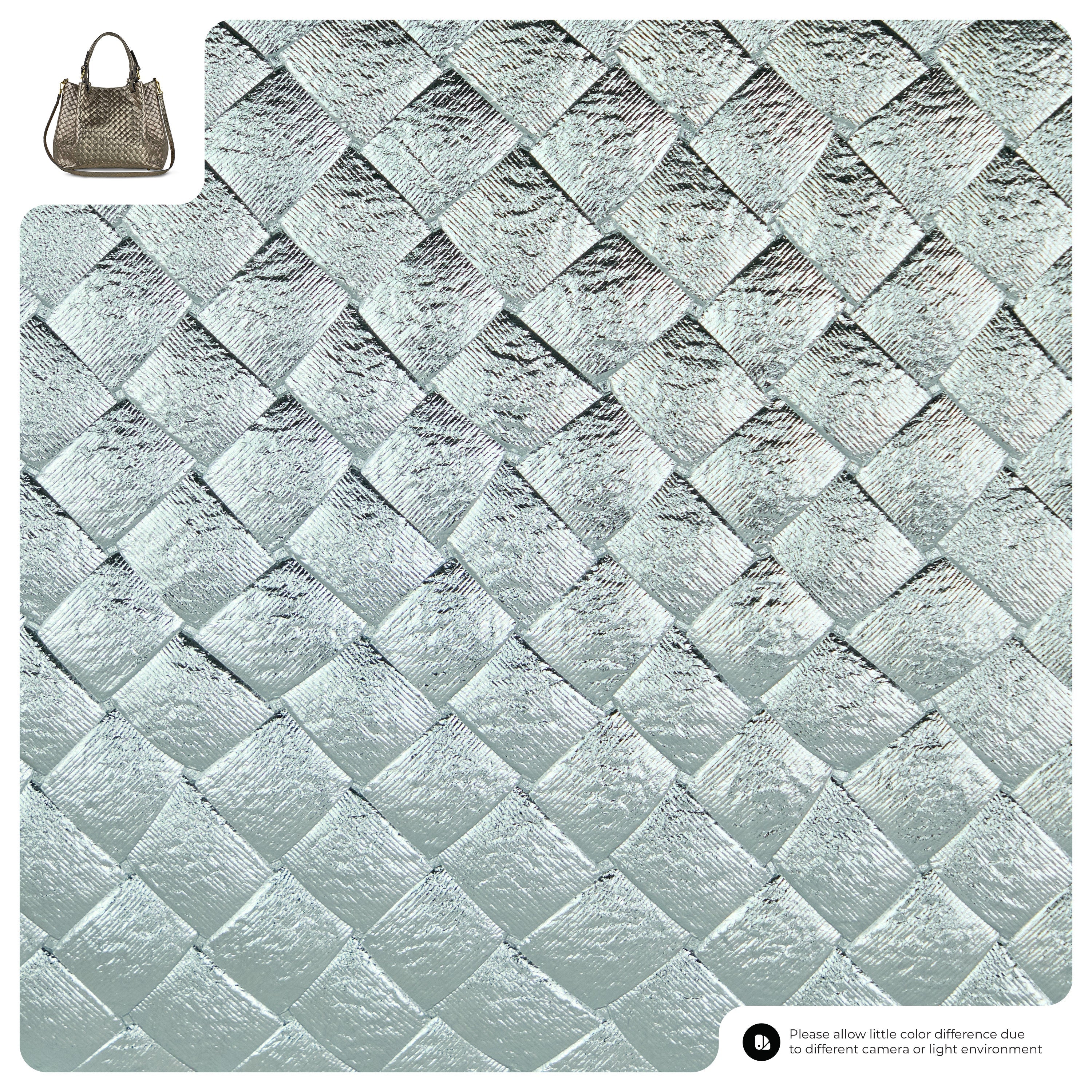 Weave Metallic Suede Leather Top-Handle Bag 112615