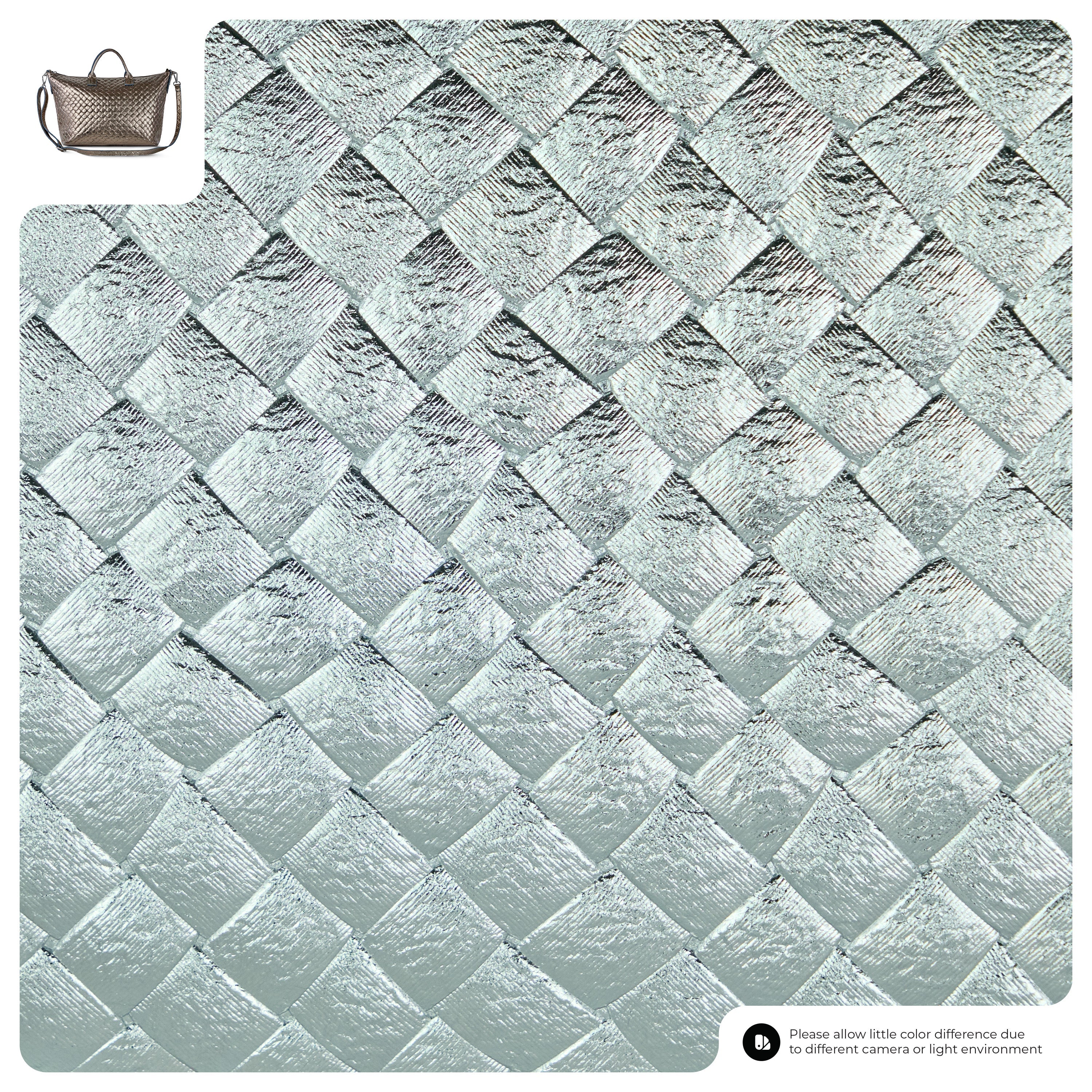 Weave Metallic Suede Leather Top-Handle Bag 112334