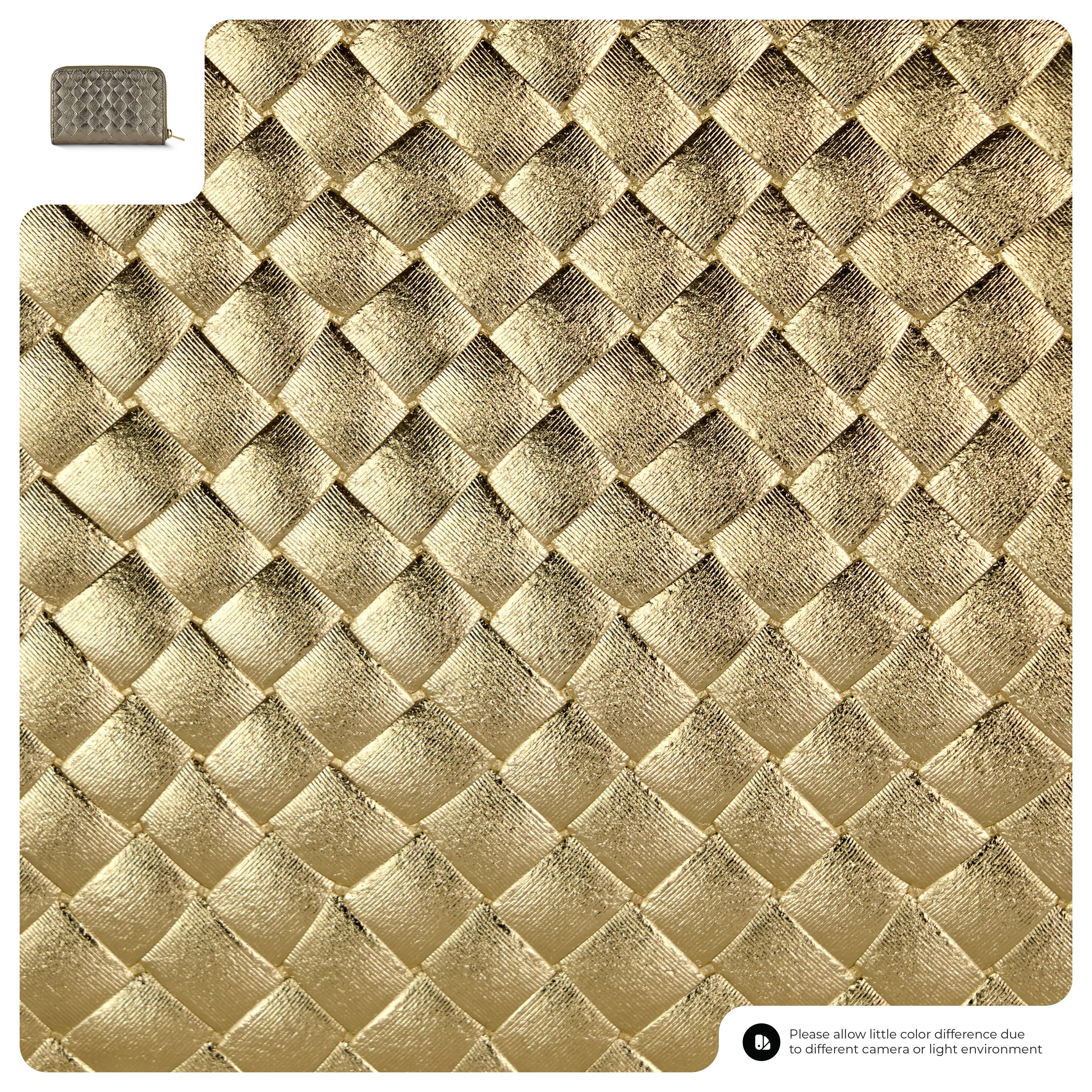 Weave Metallic Suede Leather Wallet 650988