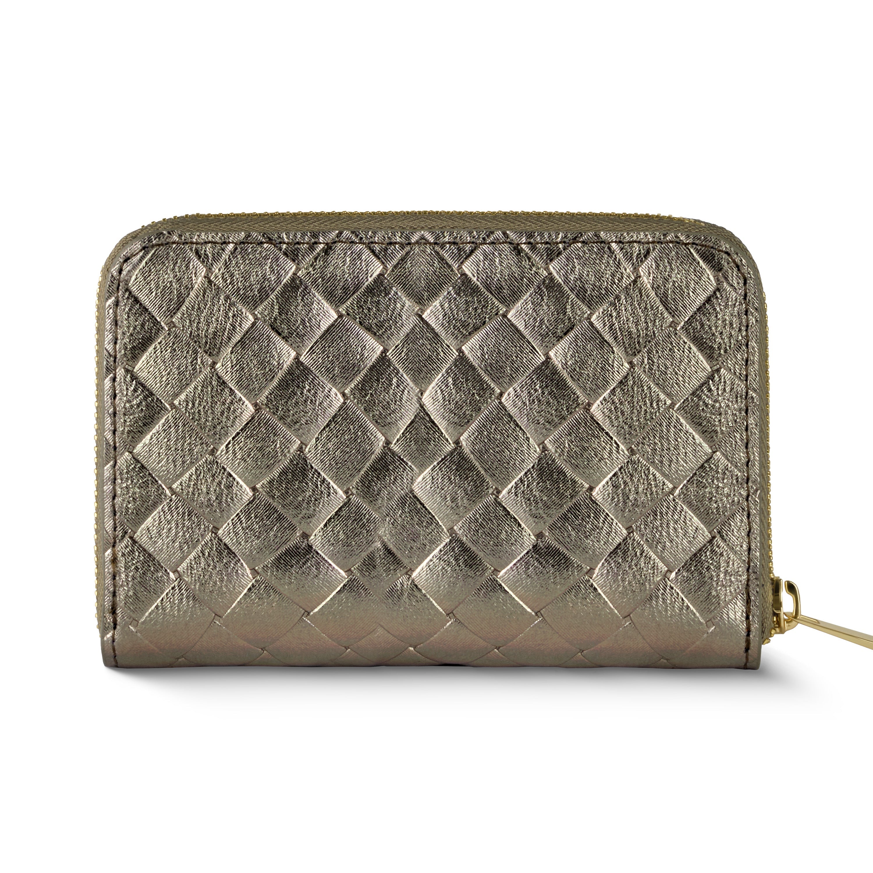 Weave Metallic Suede Leather Wallet 650988