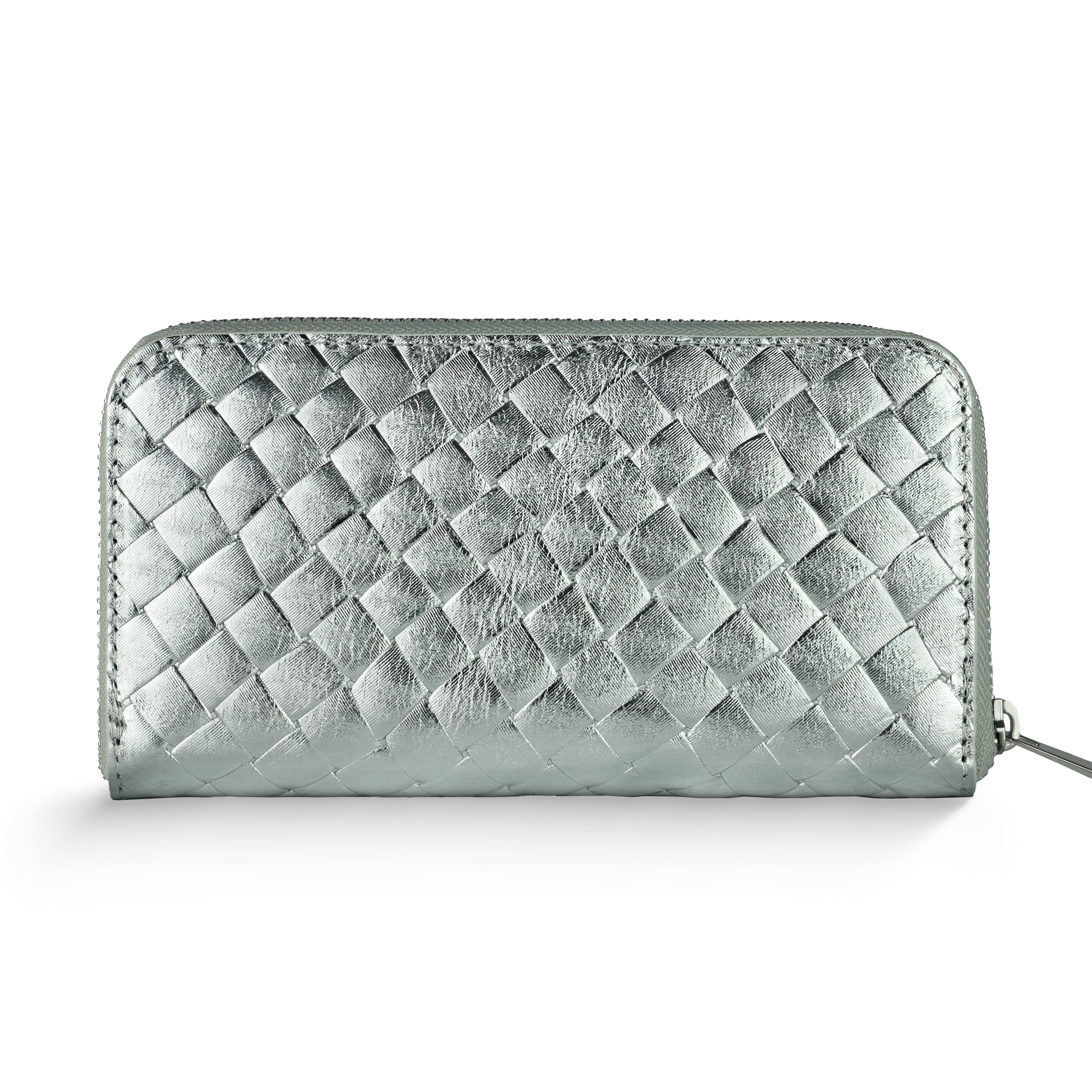 Weave Metallic Suede Leather Wallet 651088