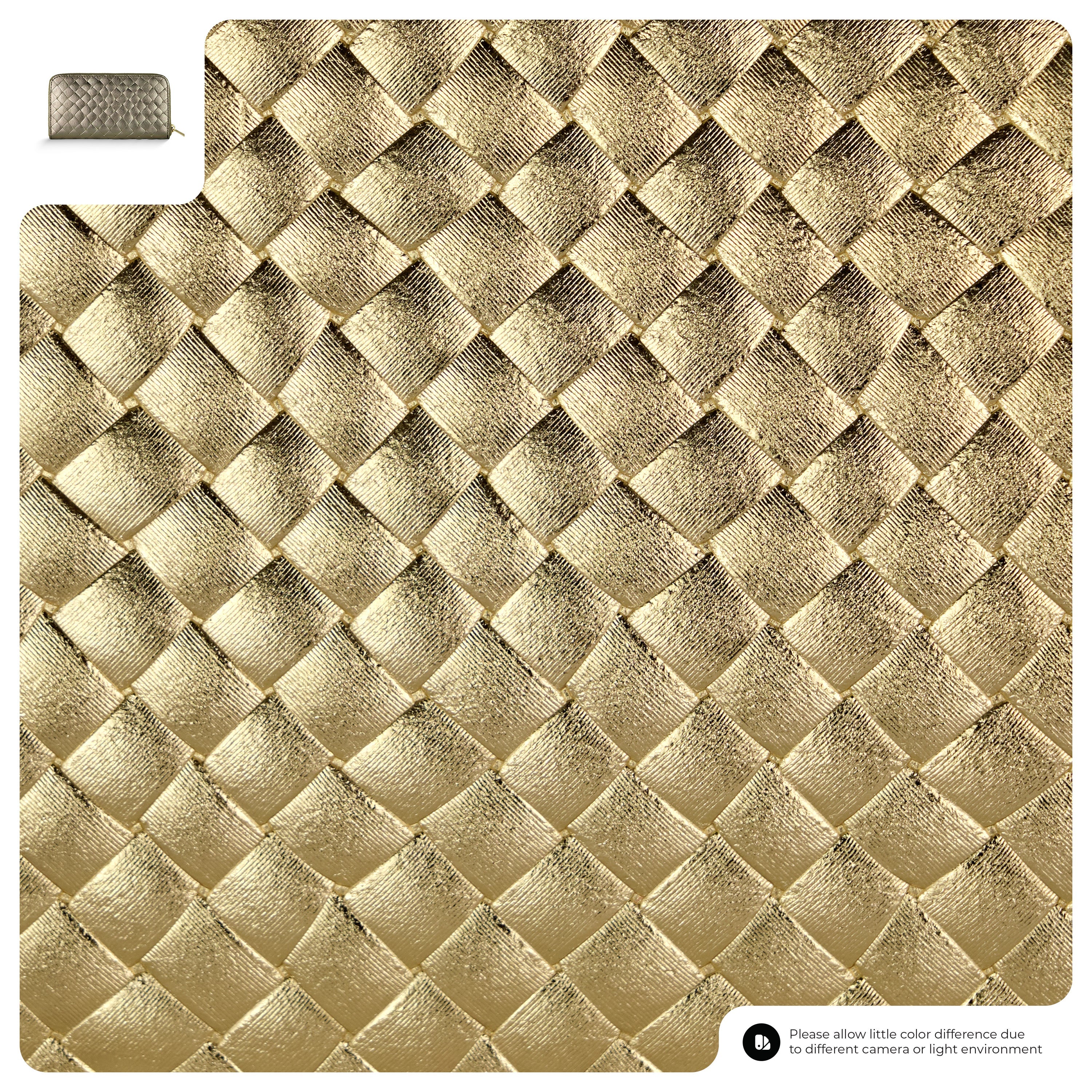 Weave Metallic Suede Leather Wallet 651088