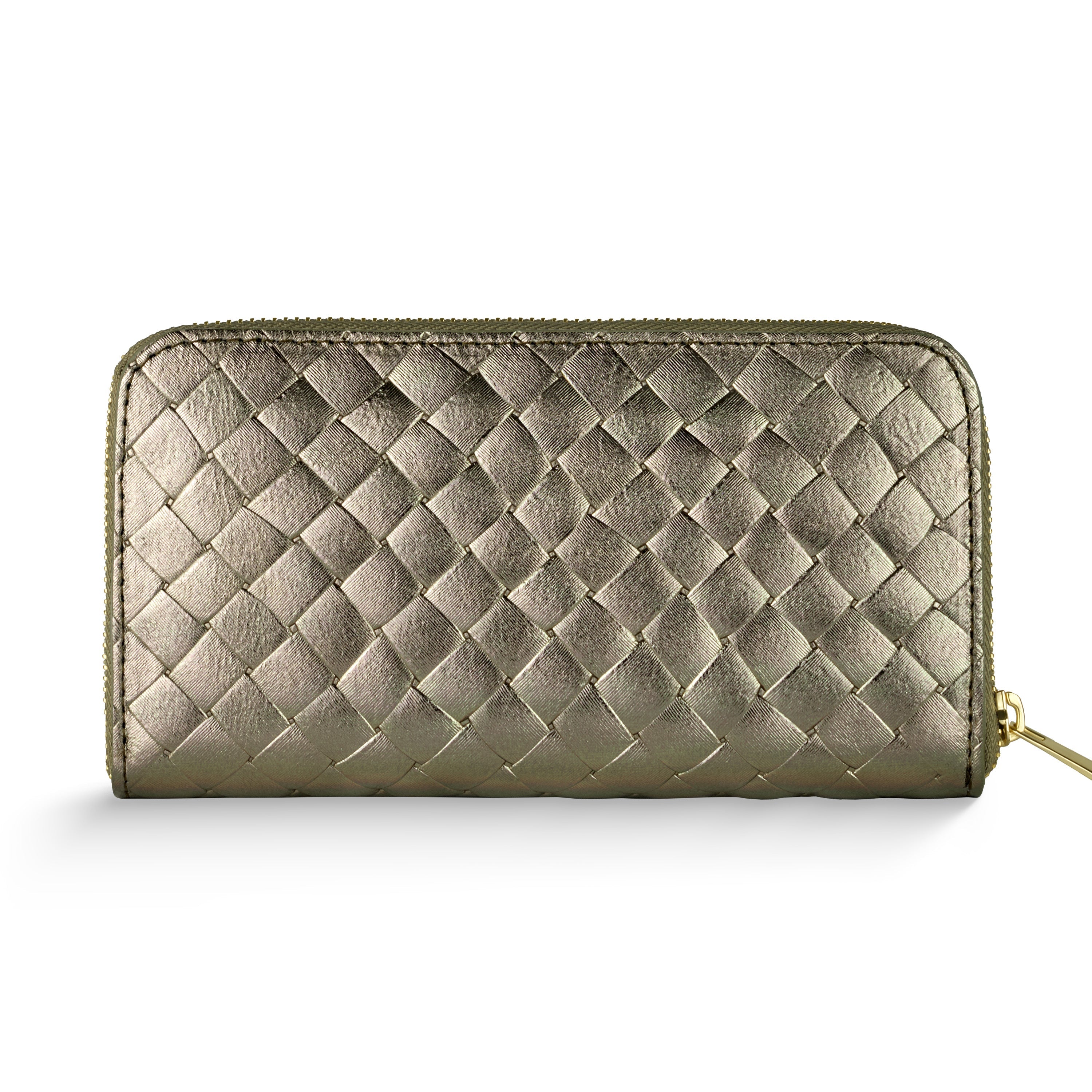 Weave Metallic Suede Leather Wallet 651088