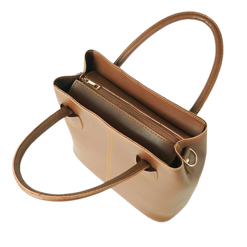 Compact Brown Leather HandBag – Stylish & Versatile Everyday Handbag