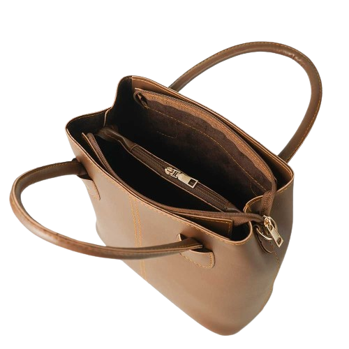 Compact Brown Leather HandBag – Stylish & Versatile Everyday Handbag