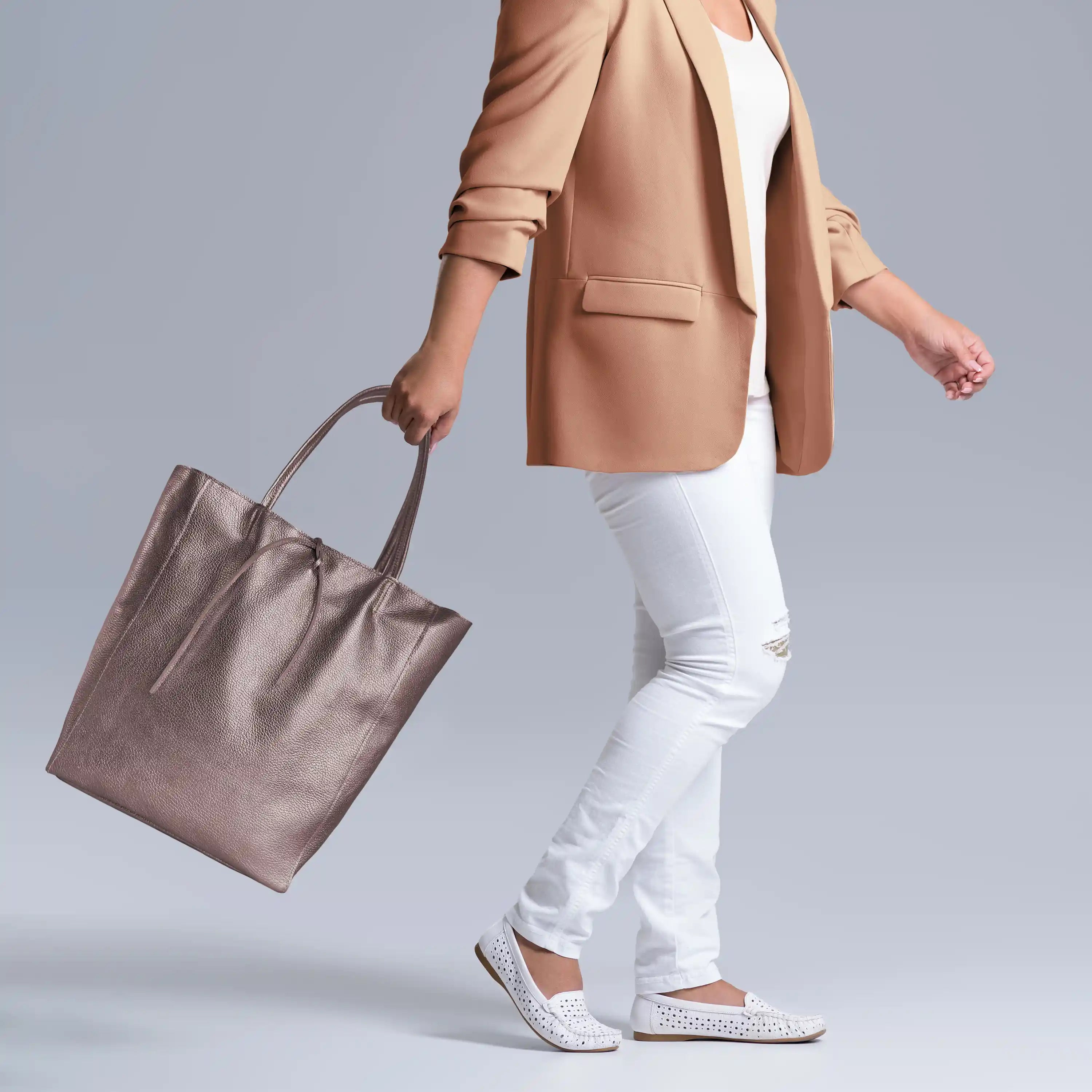 Metallic Calf Leather Tote Bag 201718