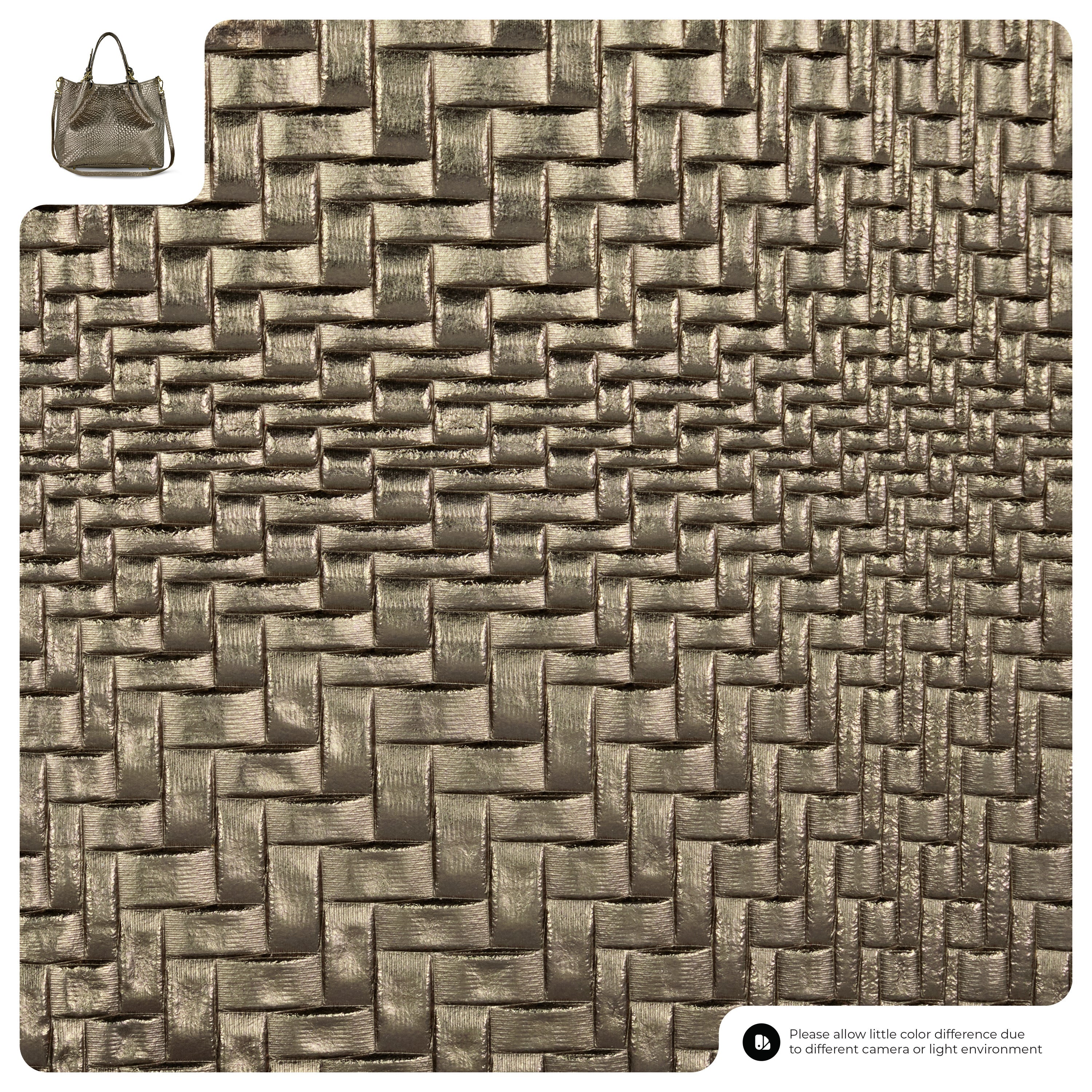 Grid Metallic Suede Leather Top-Handle Bag 112615