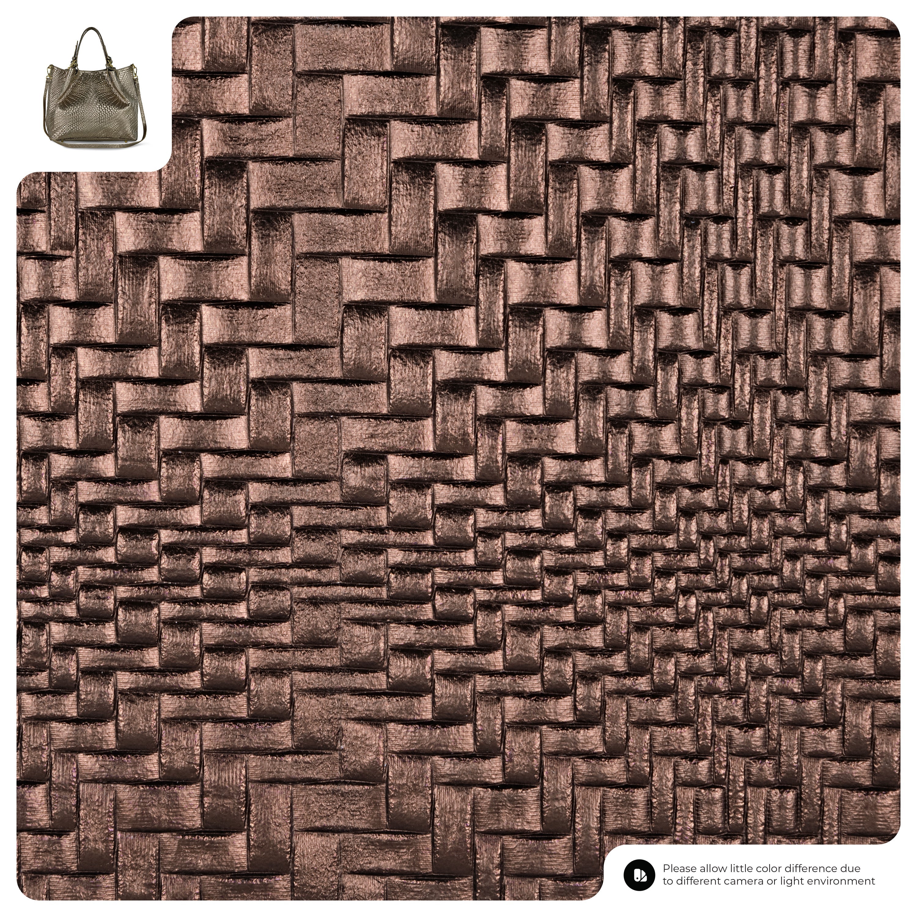 Grid Metallic Suede Leather Top-Handle Bag 112615