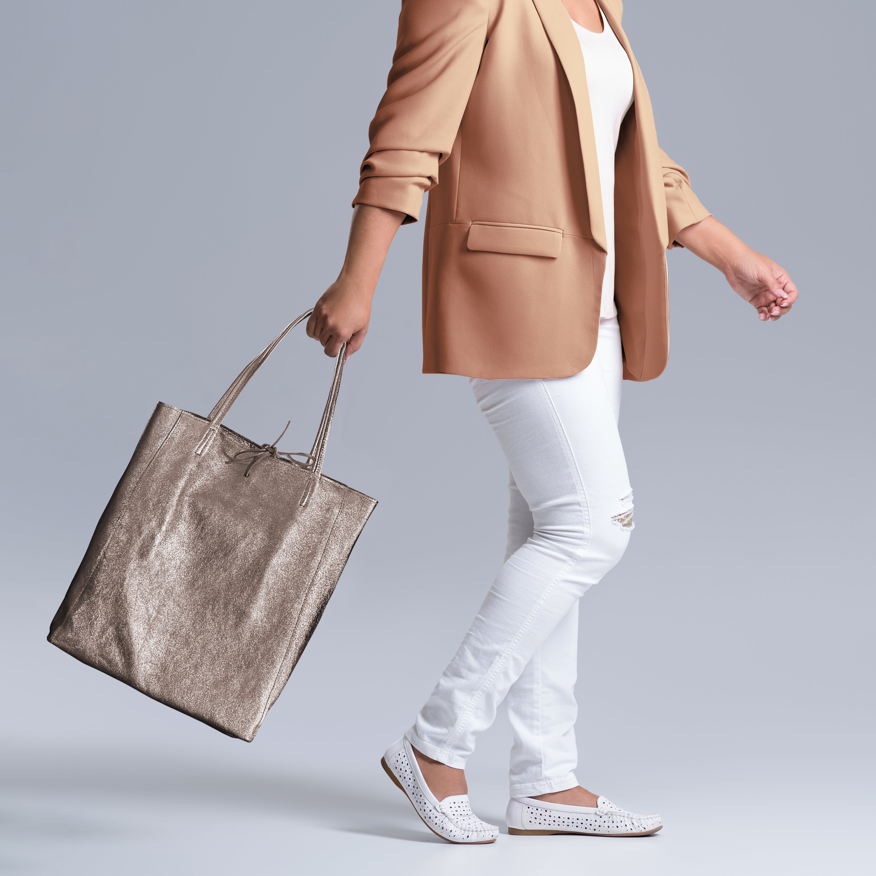 Metallic Suede Leather Tote Bag 201718