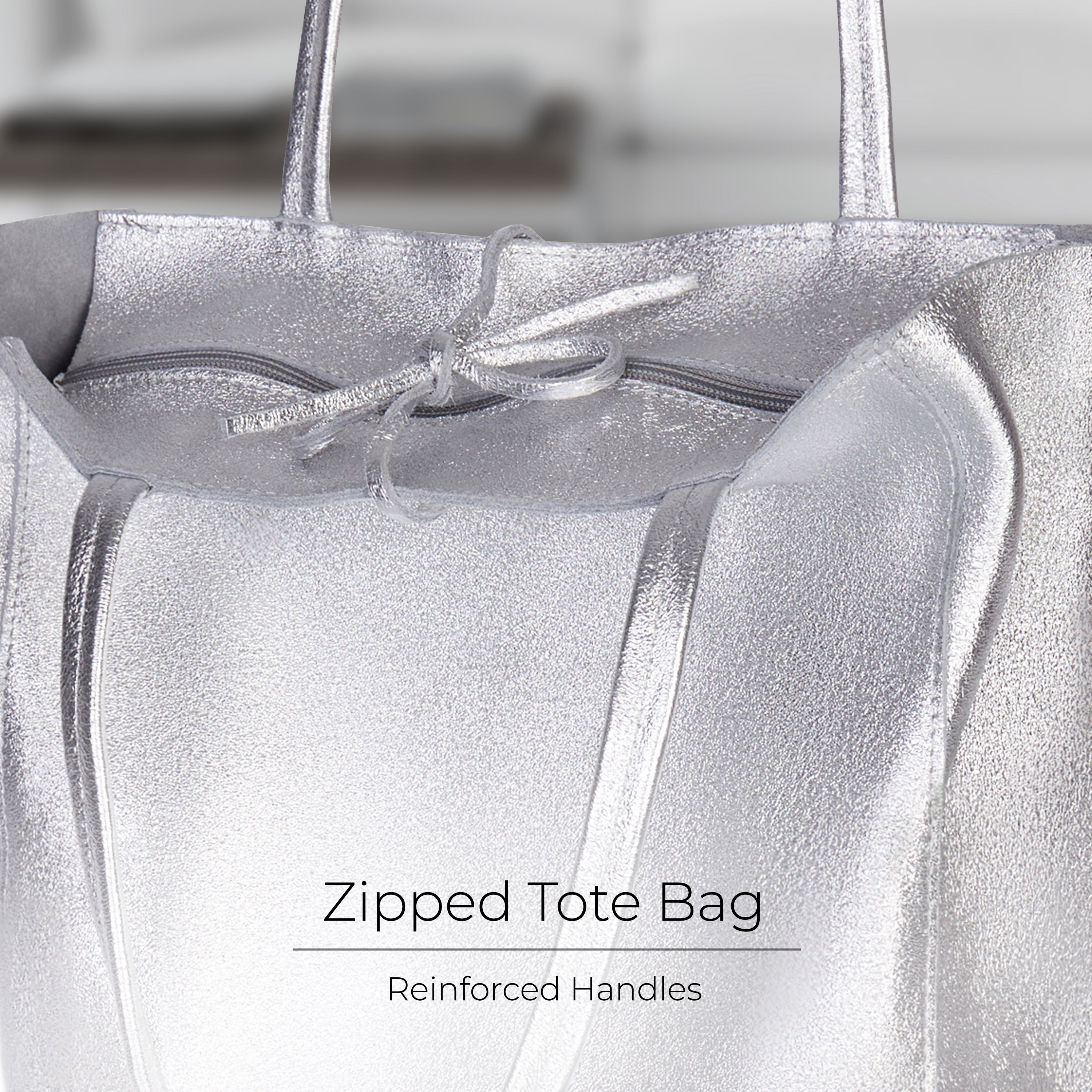 Metallic Suede Leather Tote Bag 201718