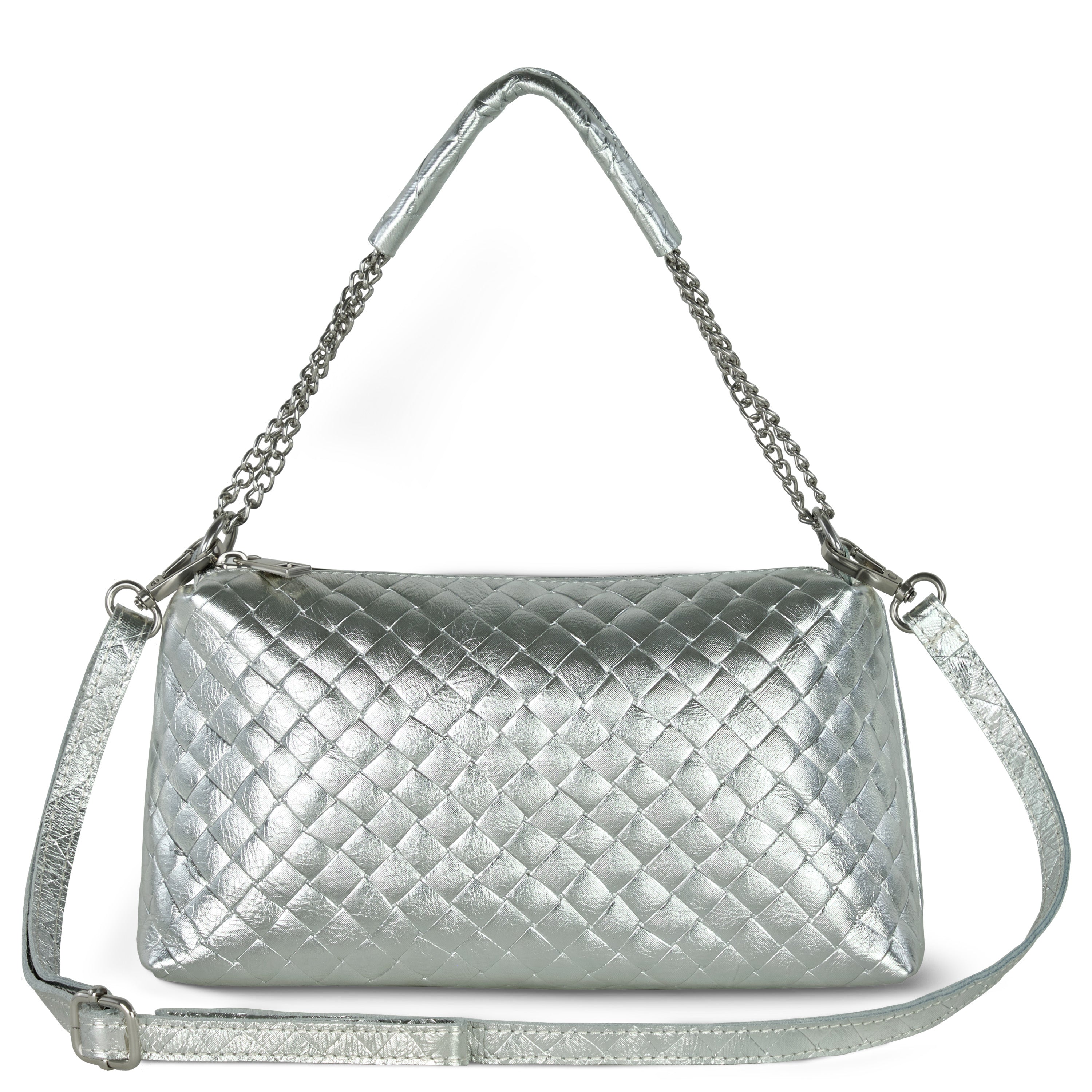Weave Metallic Suede Leather Shoulder Bag 171522