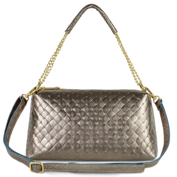Weave Metallic Suede Leather Shoulder Bag 171522