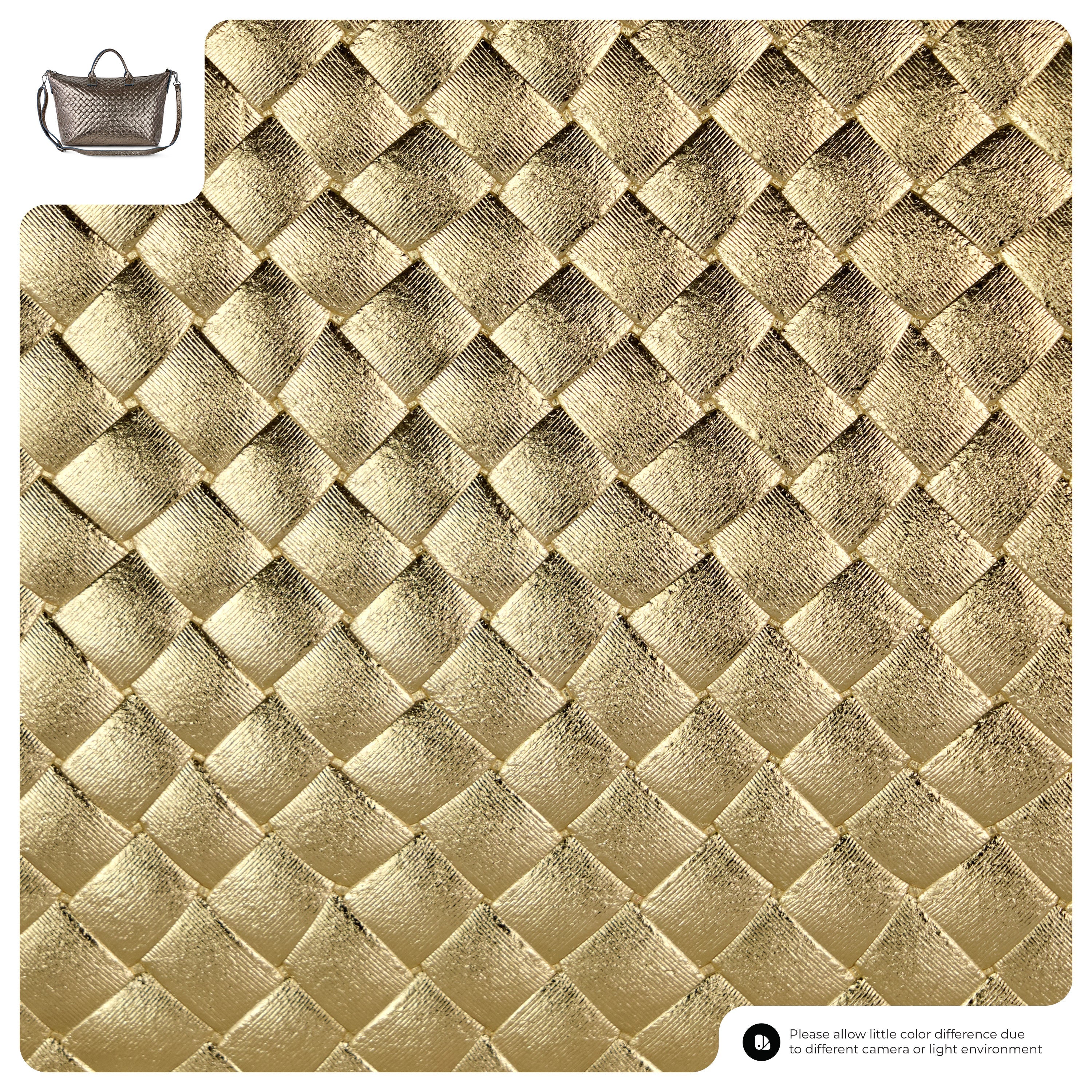 Weave Metallic Suede Leather Top-Handle Bag 112334