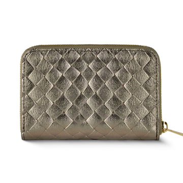 Weave Metallic Suede Leather Wallet 650988